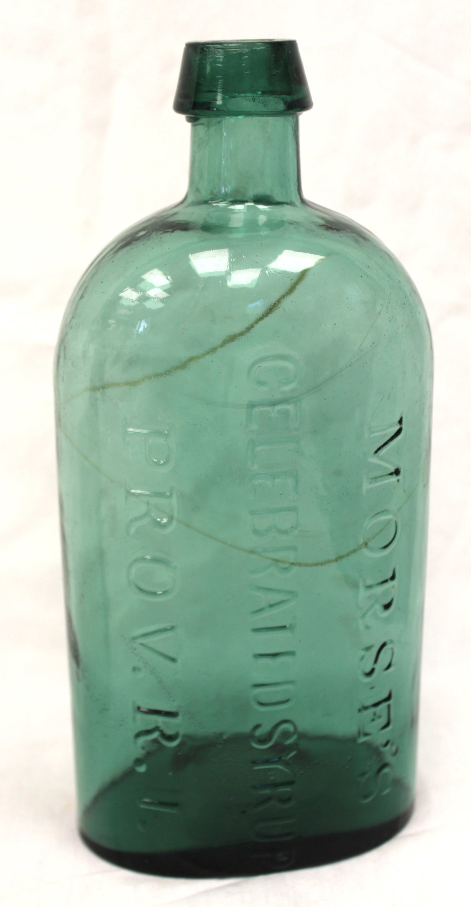 Early green glass bottle - "Morse's Celebrated Syrup Prov. RI" - 9 1/4" tall (1 of 9)