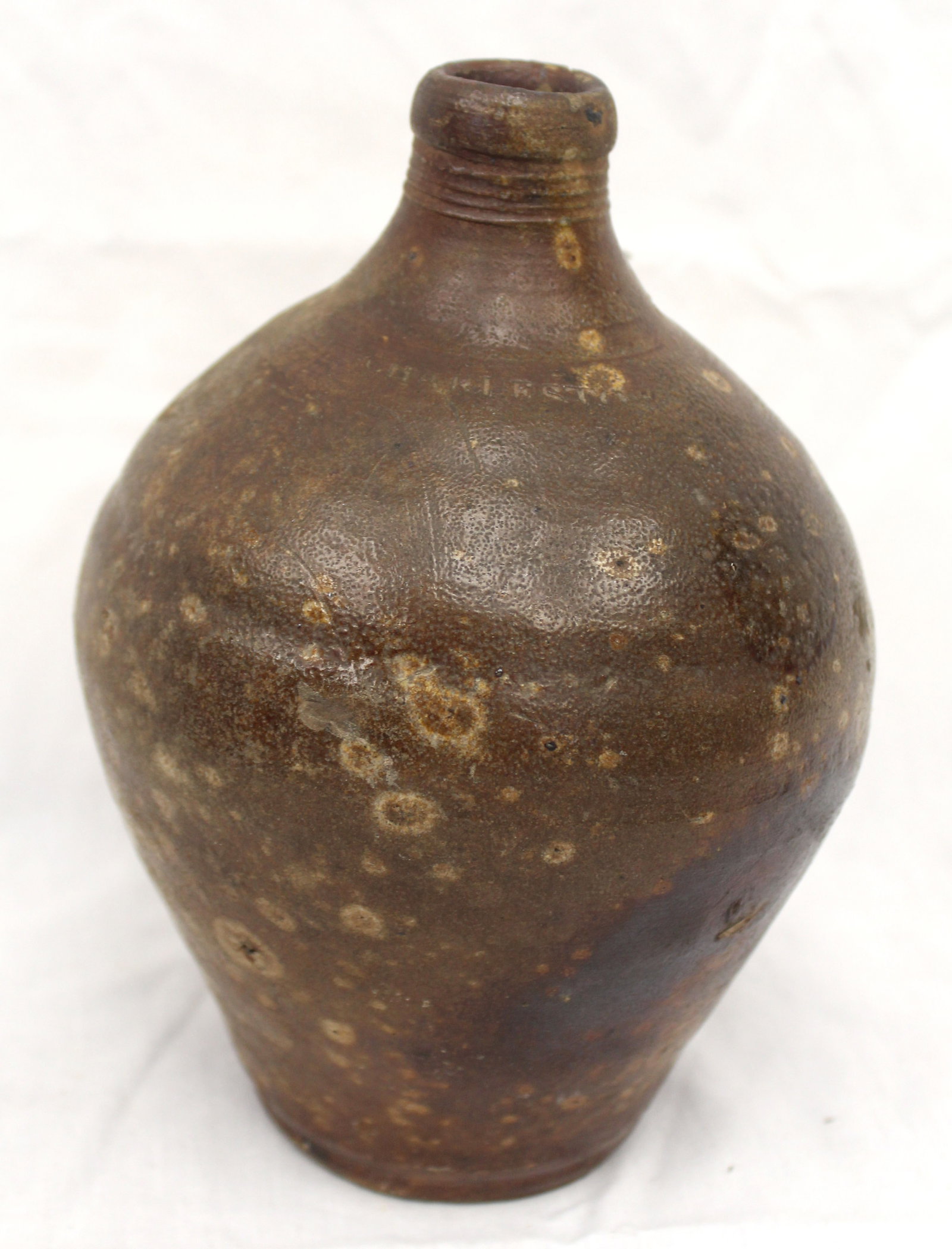 Antique Charlestown stoneware ovoid jug - 7" tall (1 of 9)