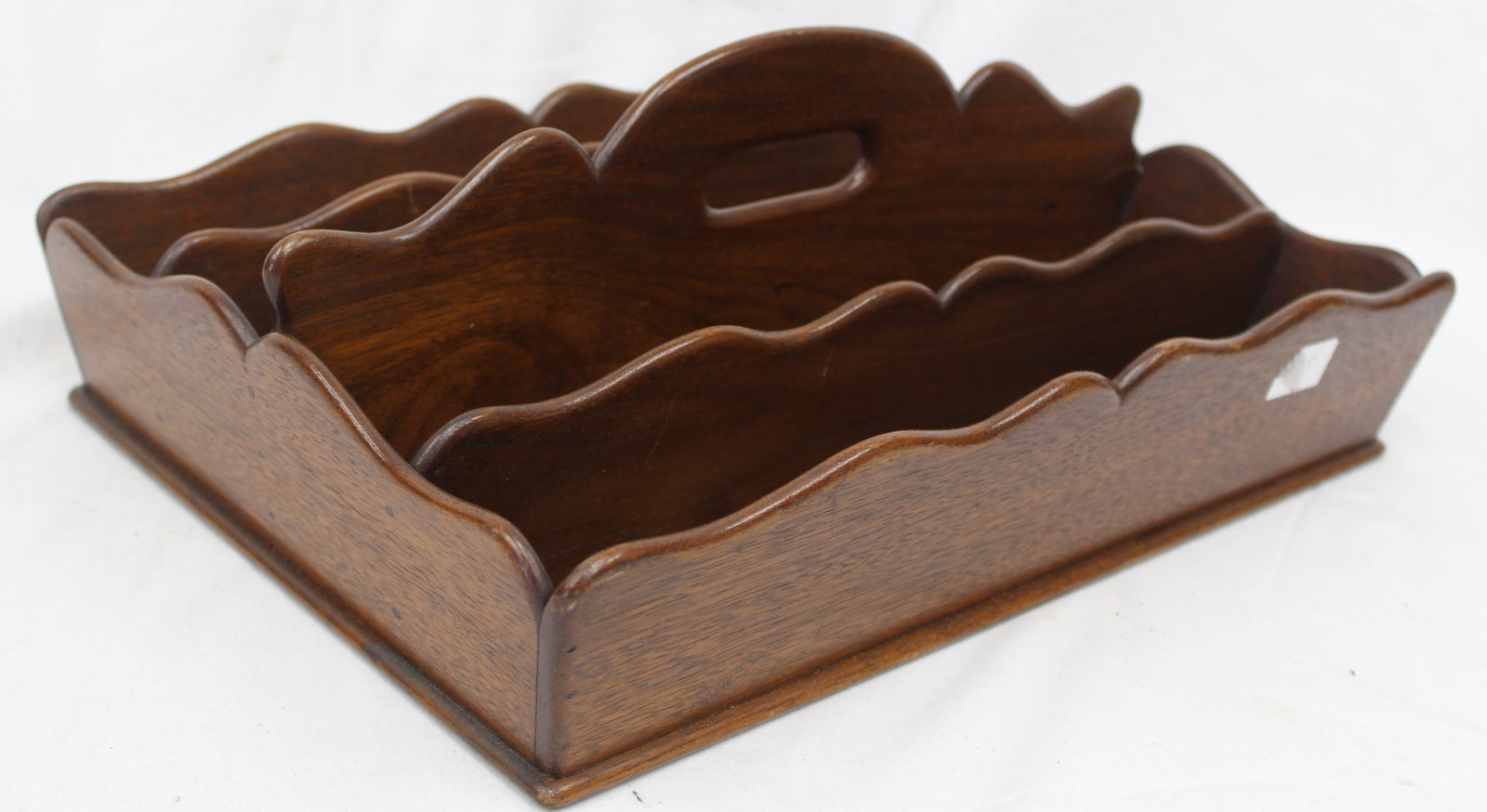 Large antique wooden utility carrier w shaped inserts - 5 1/2" tall x 16 1/2"x12" (1 of 5)