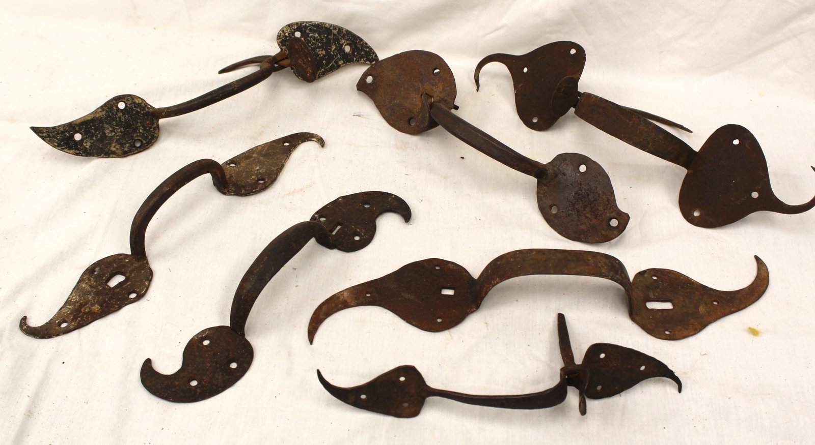 Lot of 7 antique iron door latch/handles - 12"-15" (1 of 6)