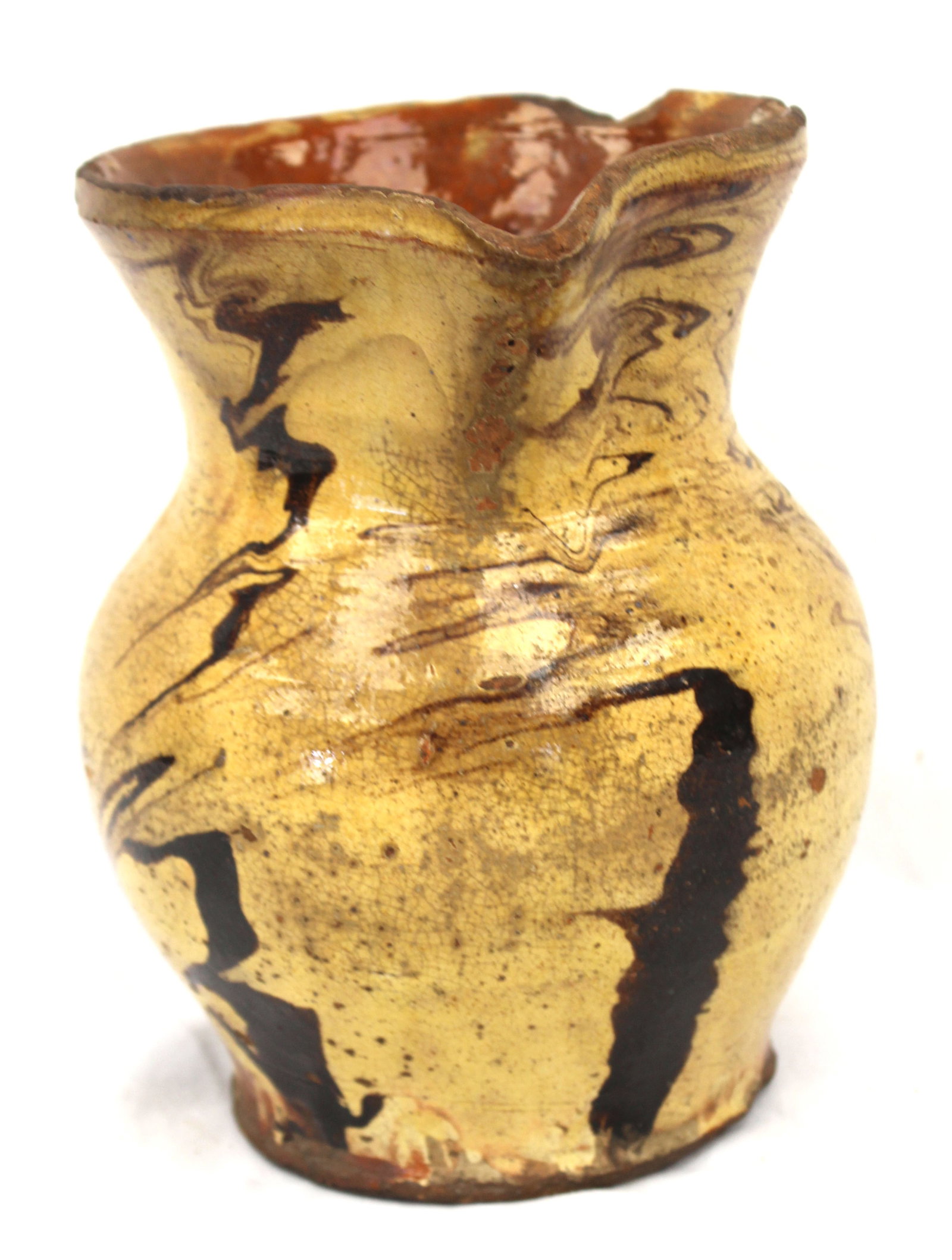 Antique redware pitcher - 8" tall: Antique redware pitcher - 8" tall