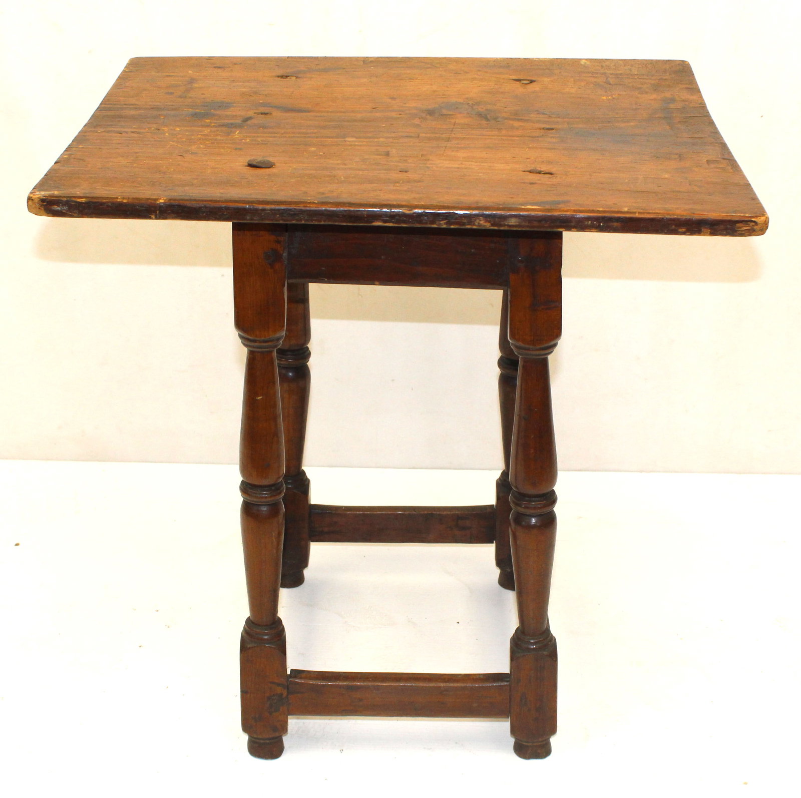 Antique diminutive tavern table w square top - 24" tall x 23 1/2"x18" (1 of 4)