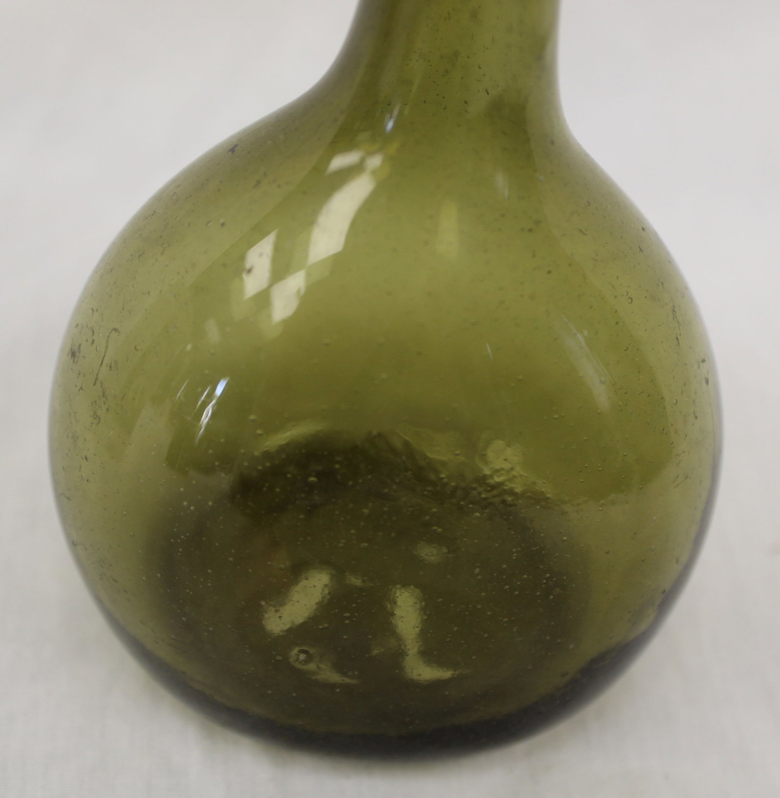 Early green glass small chestnut bottle - 4 1/2" tall - 4