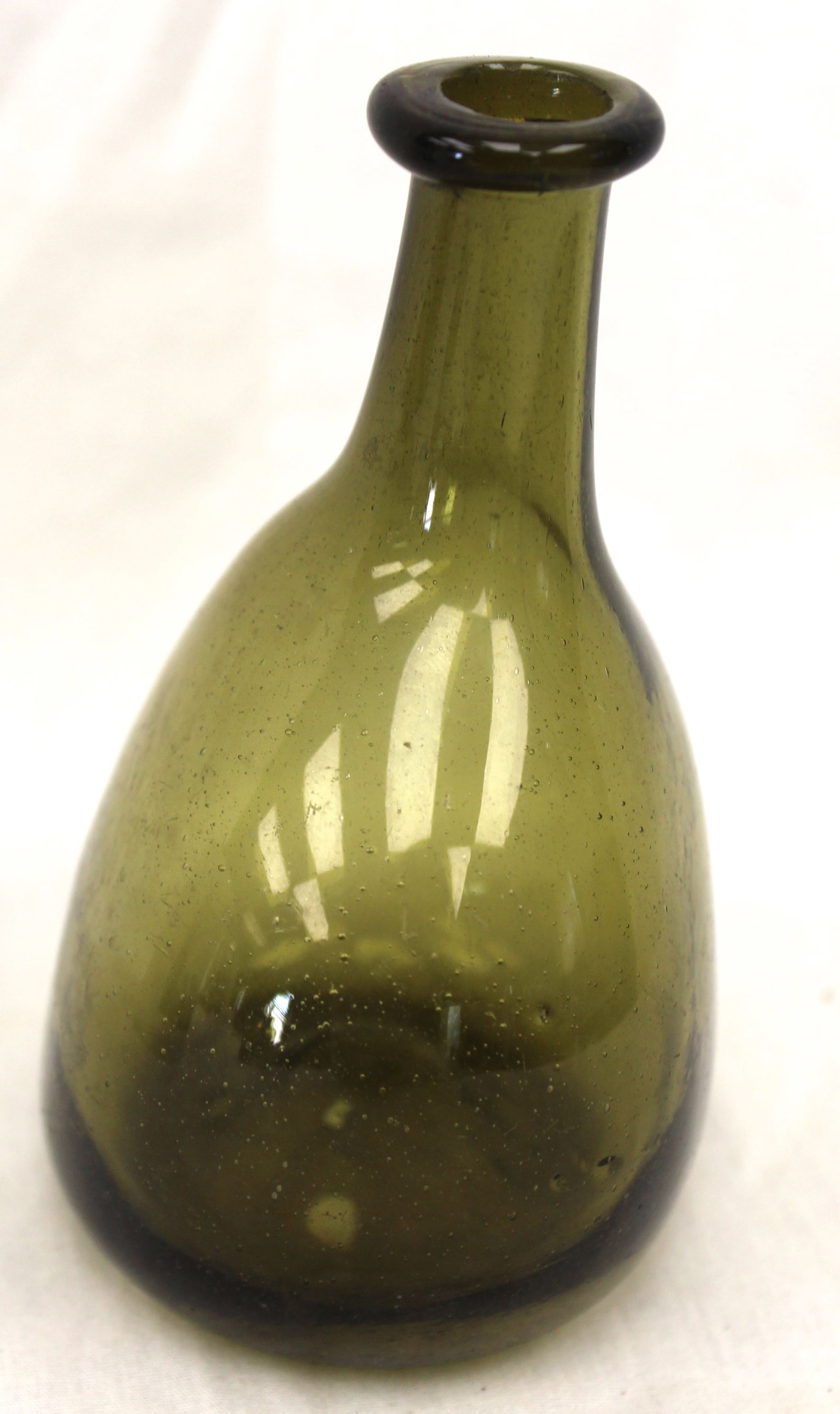 Early green glass small chestnut bottle - 4 1/2" tall - 5