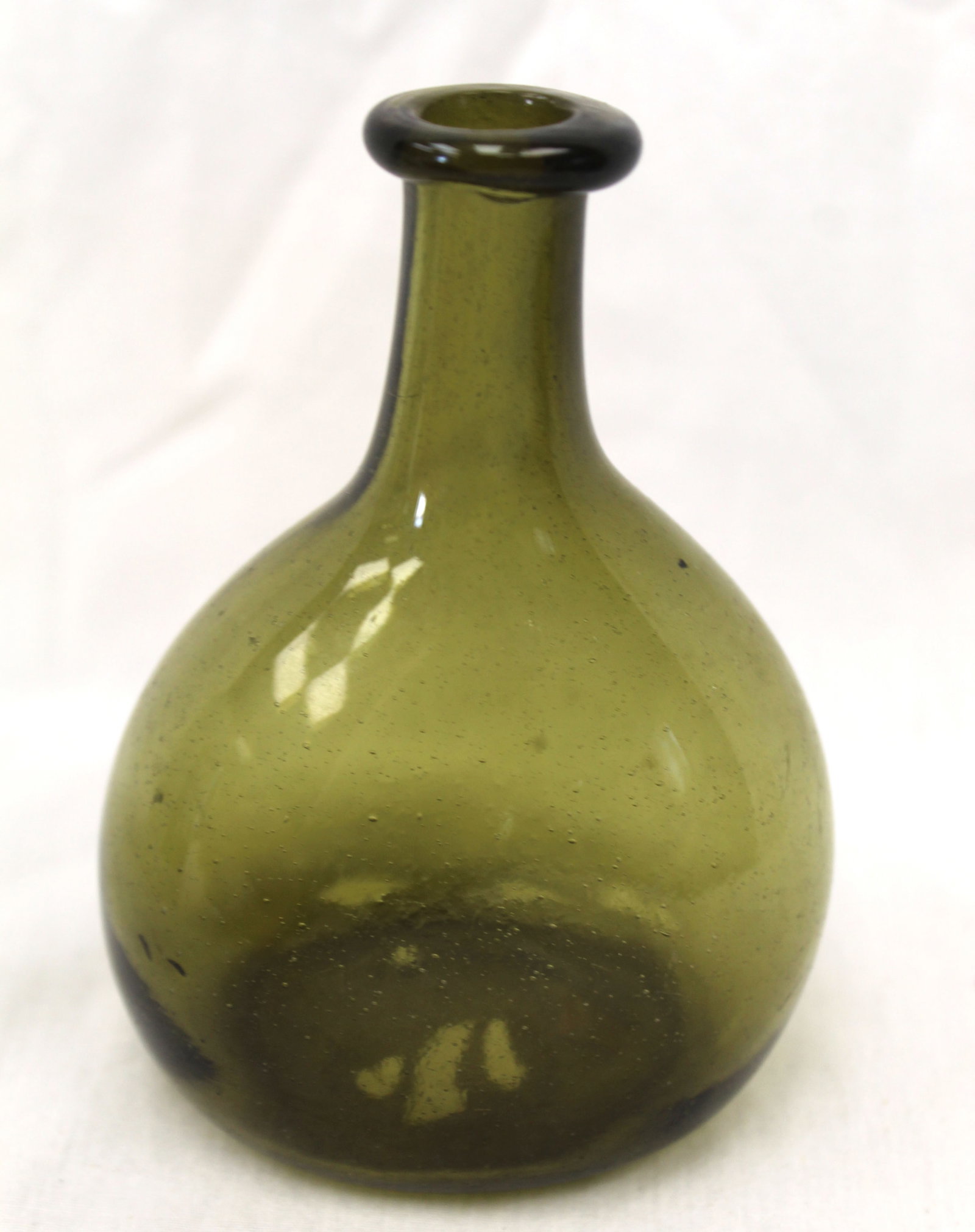 Early green glass small chestnut bottle - 4 1/2" tall - 6