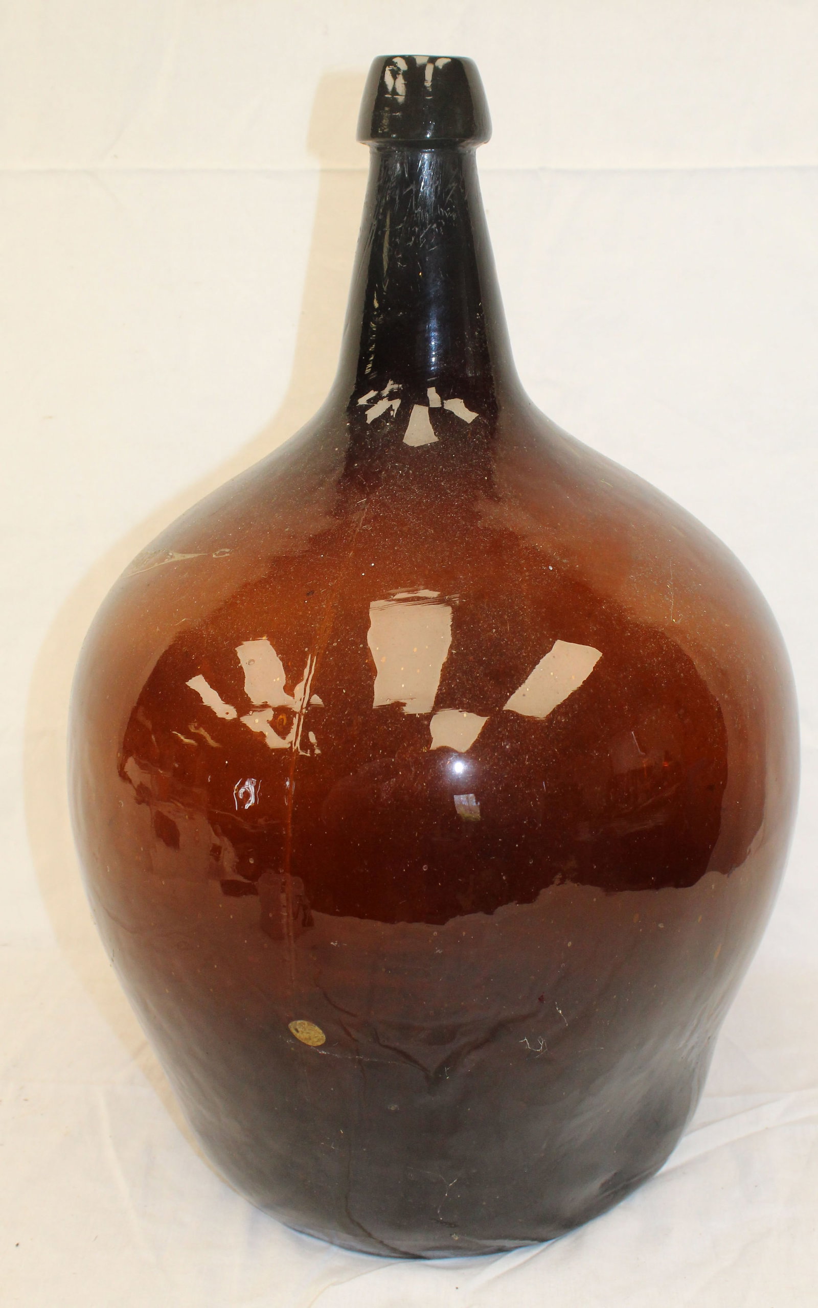Early amber glass demijohn - 20" tall (1 of 9)