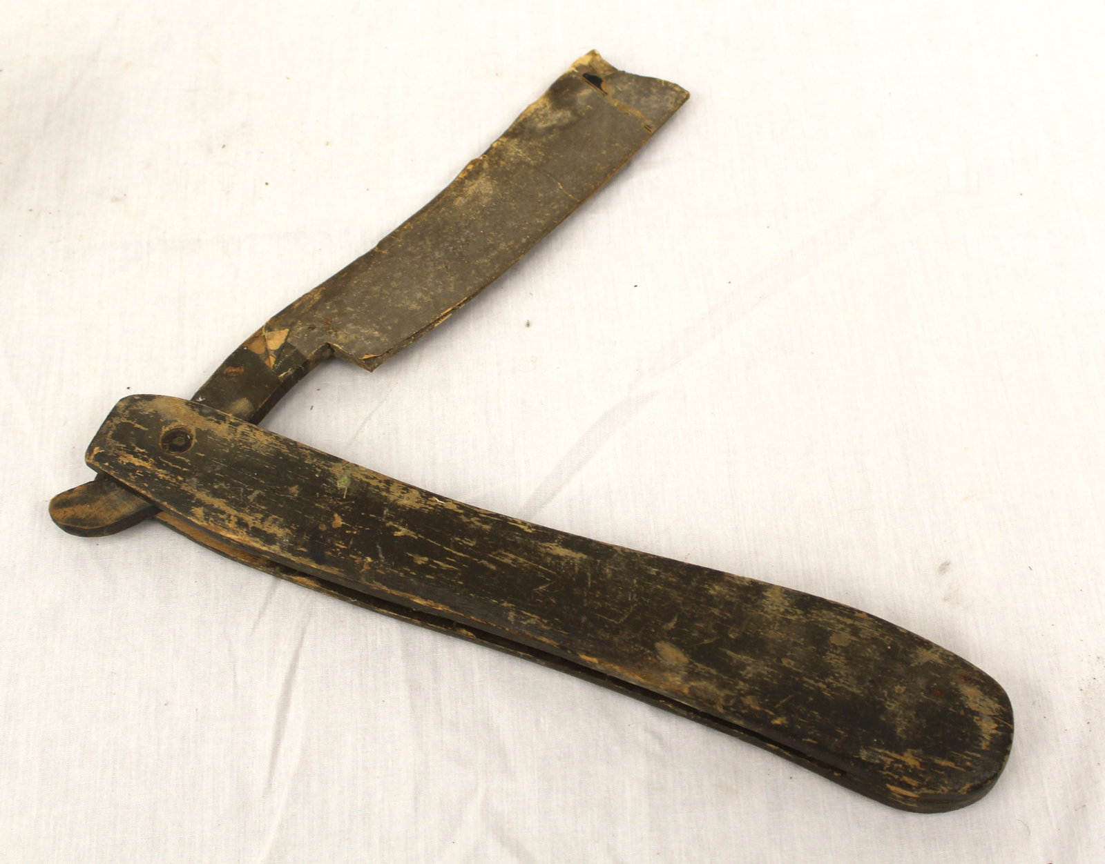 Folk Art wooden painted folding straight edge razor - 13" long when folded (1 of 7)