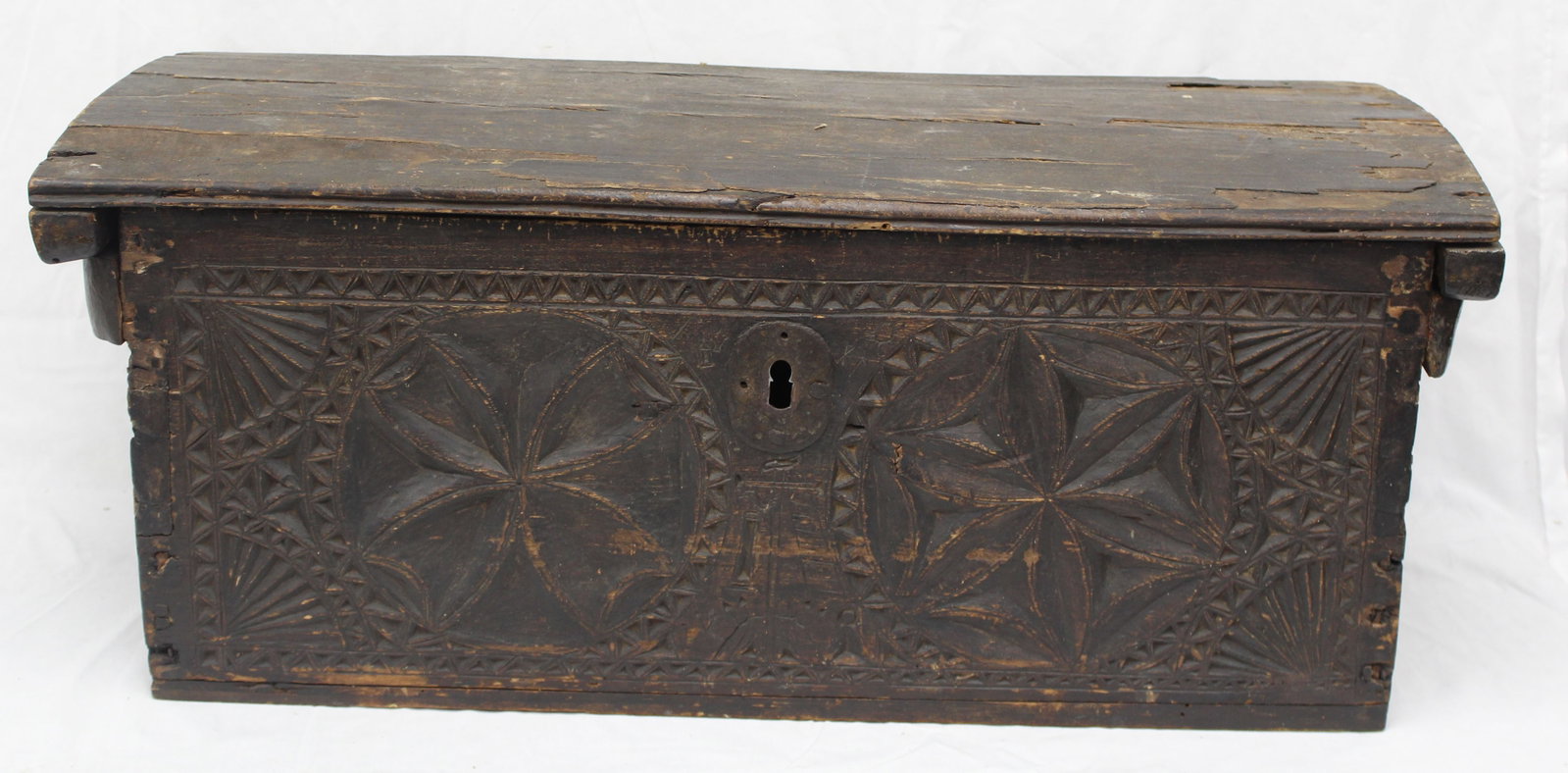 17thC heavily carved box w till - 13" tall x 31"x14" (1 of 20)