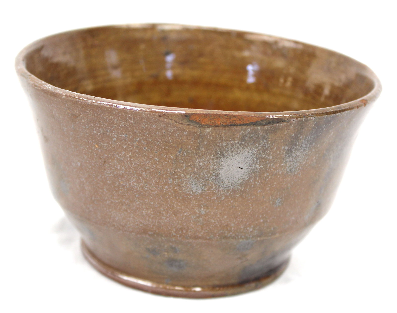 Antique redware bowl - 3" tall x 5 1/2" diam (1 of 6)