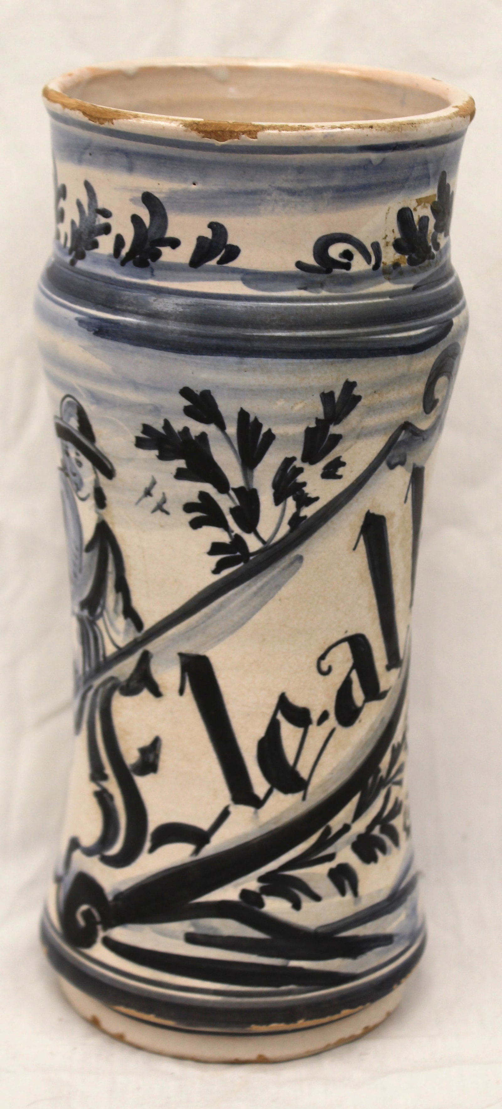 Antique Faience Pharmacy jar - 11 3/4" tall (1 of 8)
