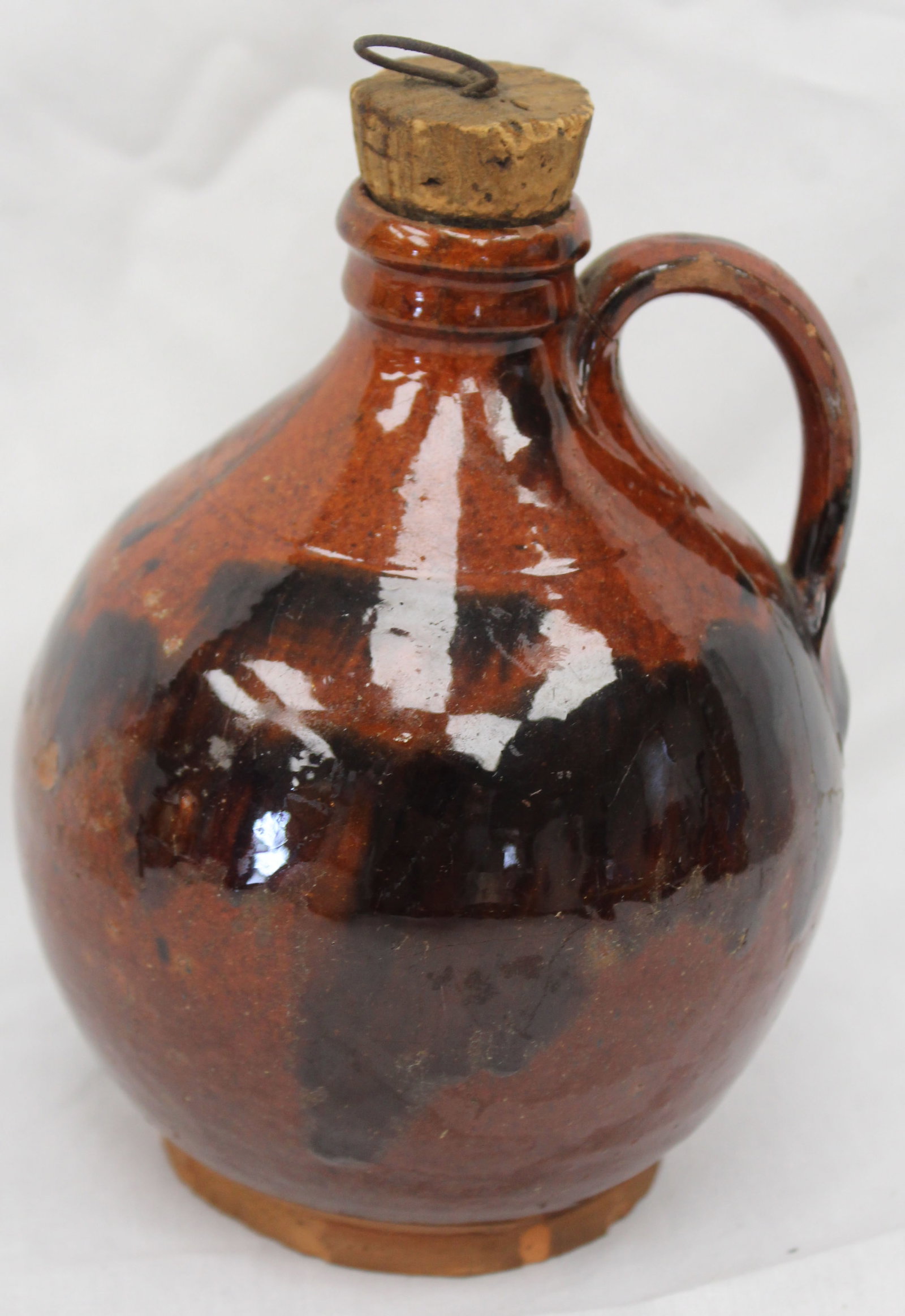 Antique redware jug - 6 1/2" tall: Antique redware jug - 6 1/2" tall