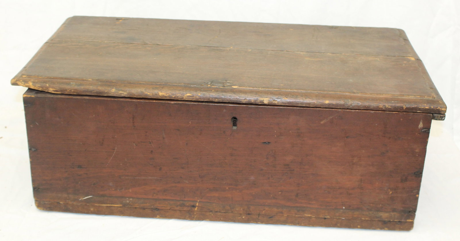 18thC valuables or bible box w interior slide lid compartment - in red wash - 10" tall x 26 1/2" x14: 18thC valuables or bible box w interior slide lid compartment - in red wash - 10" tall x 26 1/2" x14 1/2"