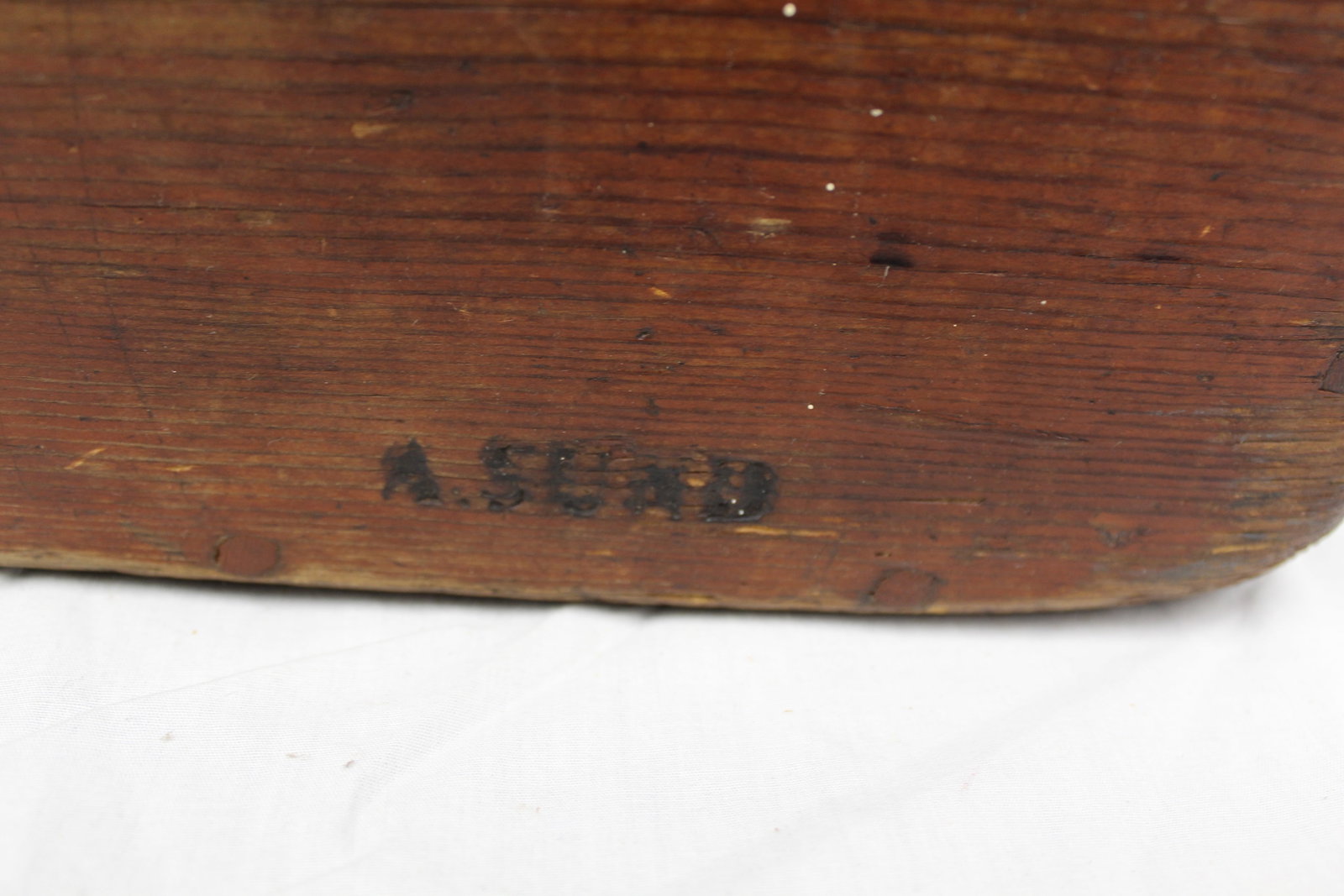18thC salt box signed on front A. Sund - 14" tall x 11"x9" - 3