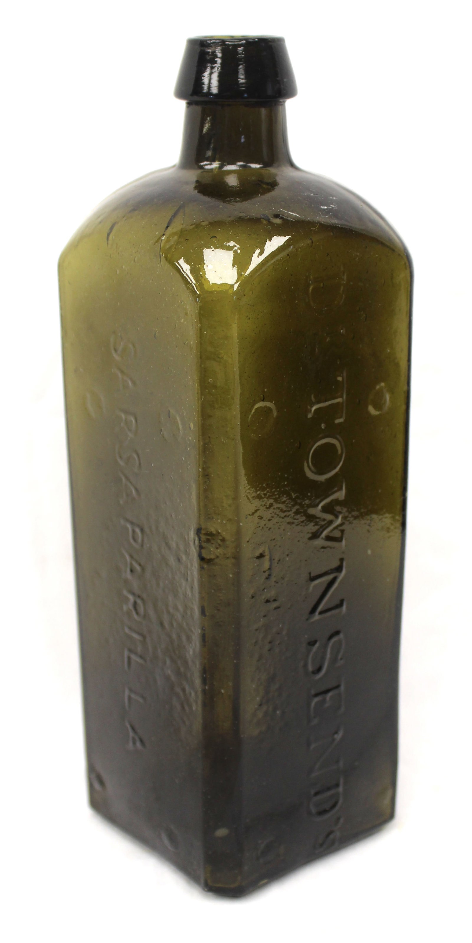 Early green glass bottle "Sarsaparilla - Townsend" - 9 1/2" tall (1 of 8)