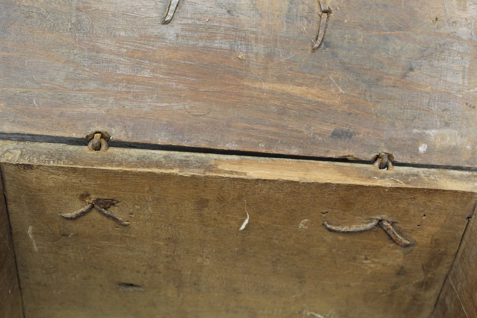 18thC wooden valuables box w key -7" tall x 11"x 6 1/2" - 9