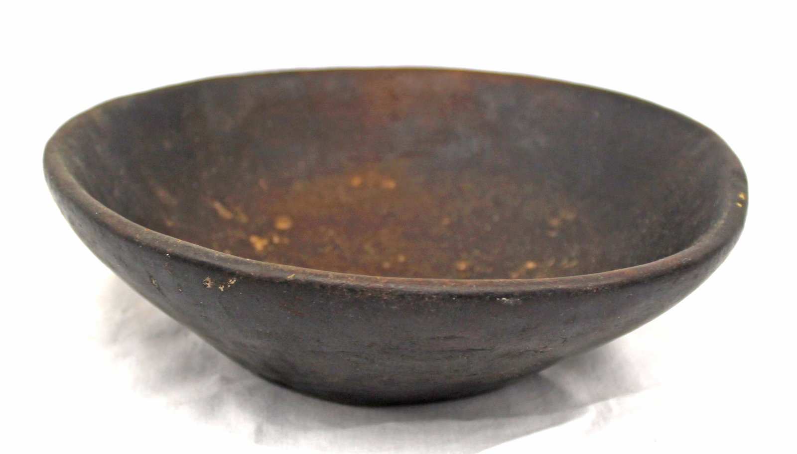 Small antique wooden bowl - 2 1/2" tall x 7 1/2" out of round diam (1 of 6)