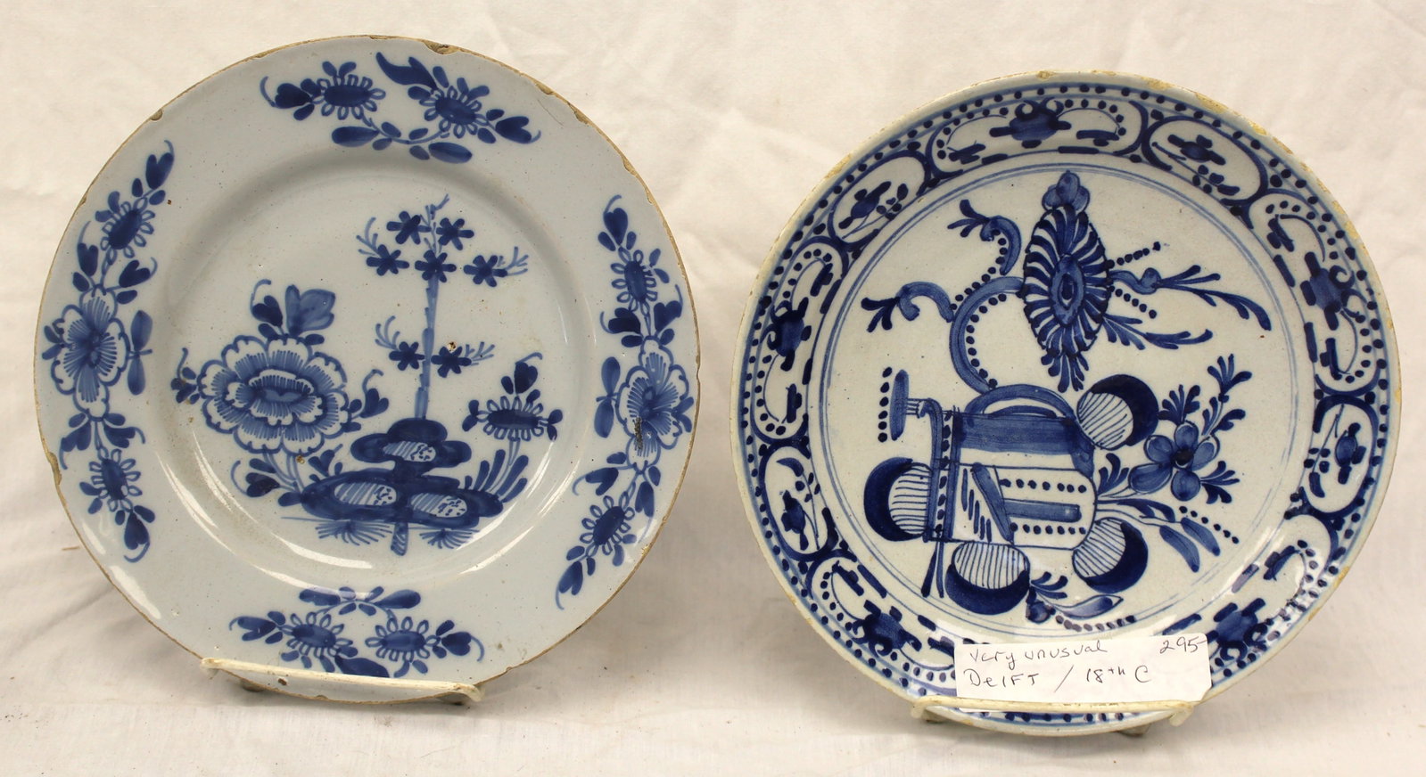 Lot of 2 antique Delft blue & white plates - 9" diam (1 of 6)