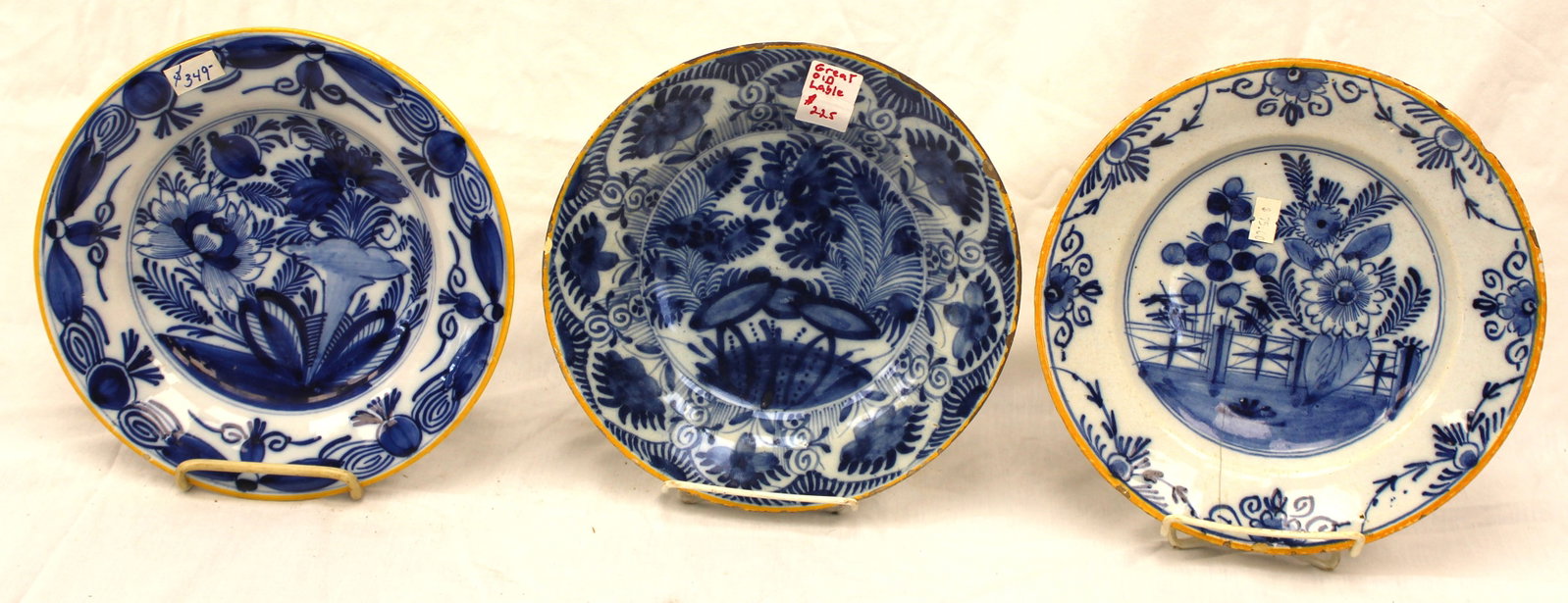 Lot of 3 antique Delft blue & white plates - 9" diam (1 of 8)
