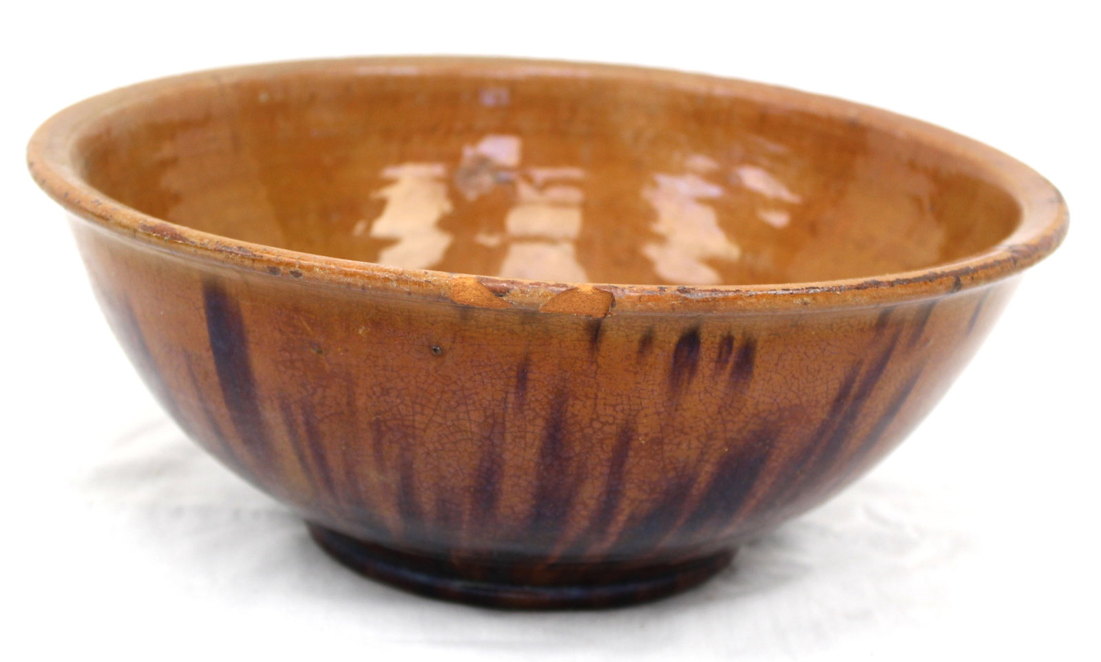 Antique redware bowl - 4 1/2" tall x 11" diam (1 of 6)