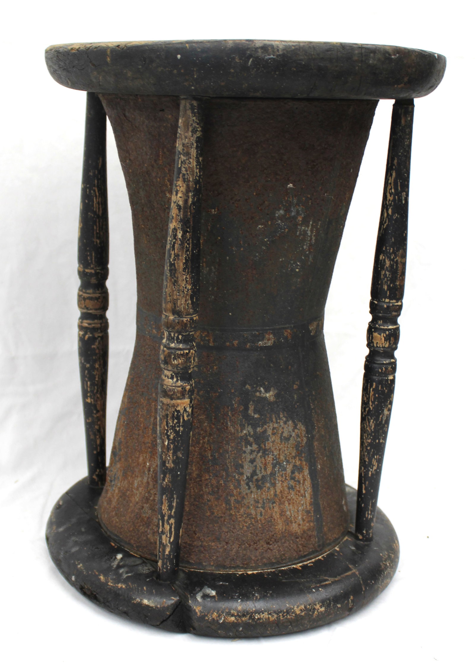 Antique Folk Art tin & wood hour glass trade sign - 18" tall x 13" diam (1 of 9)