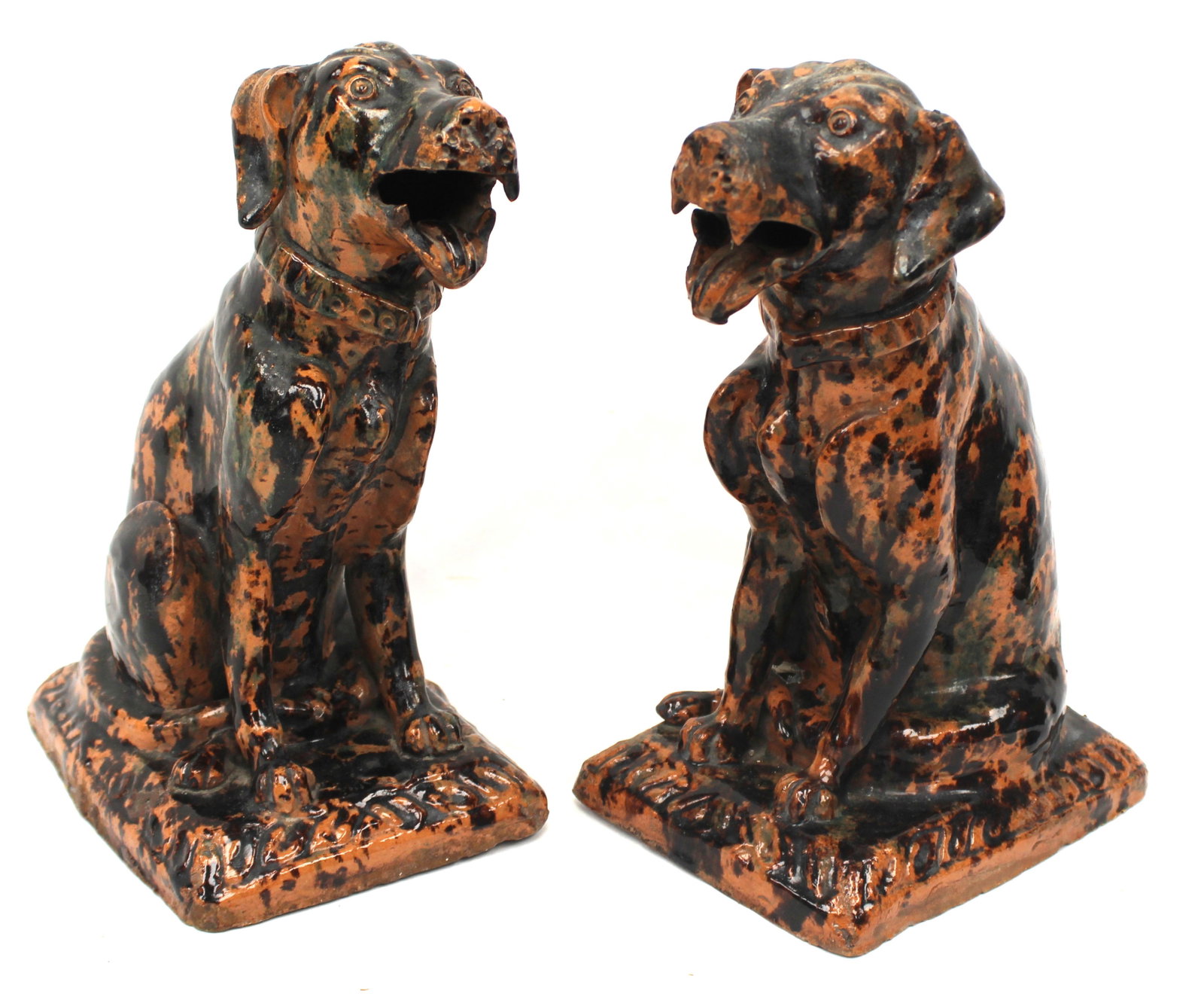 Pair of antique sewer tile dogs - 13 1/2" tall (1 of 15)
