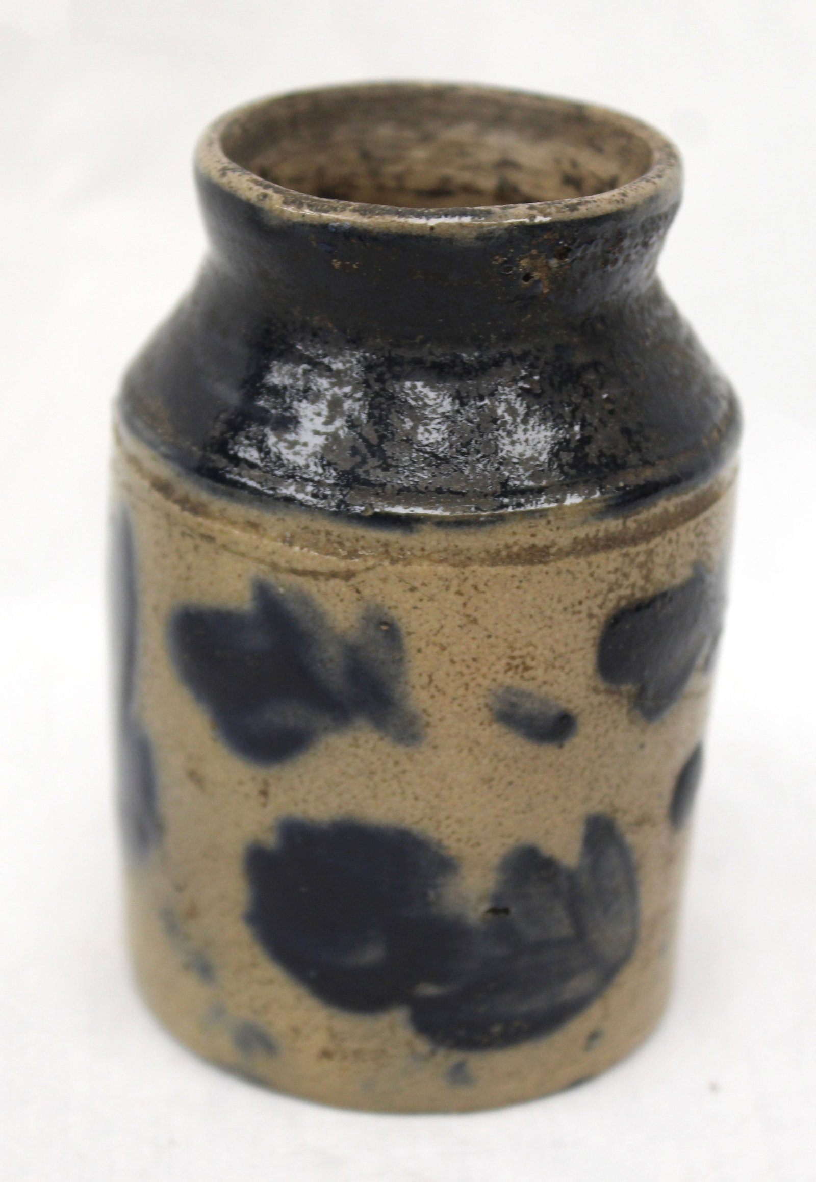 Miniature stoneware cobalt decorated jar - 3 1/2" tall (1 of 6)