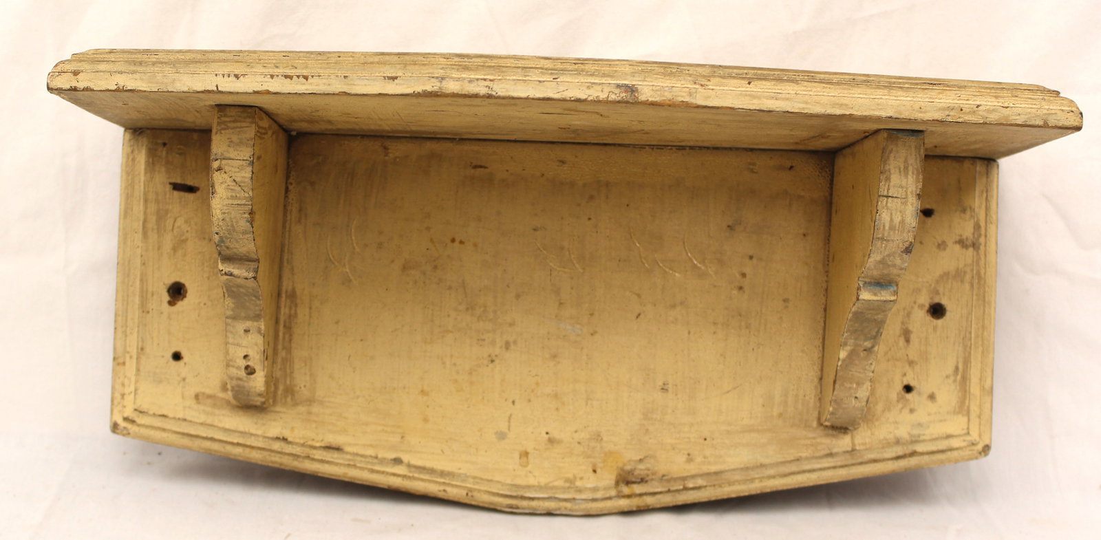 Antique wall shelf in cream paint - 7" tall x 18" wide x 6 1/2" deep (1 of 5)