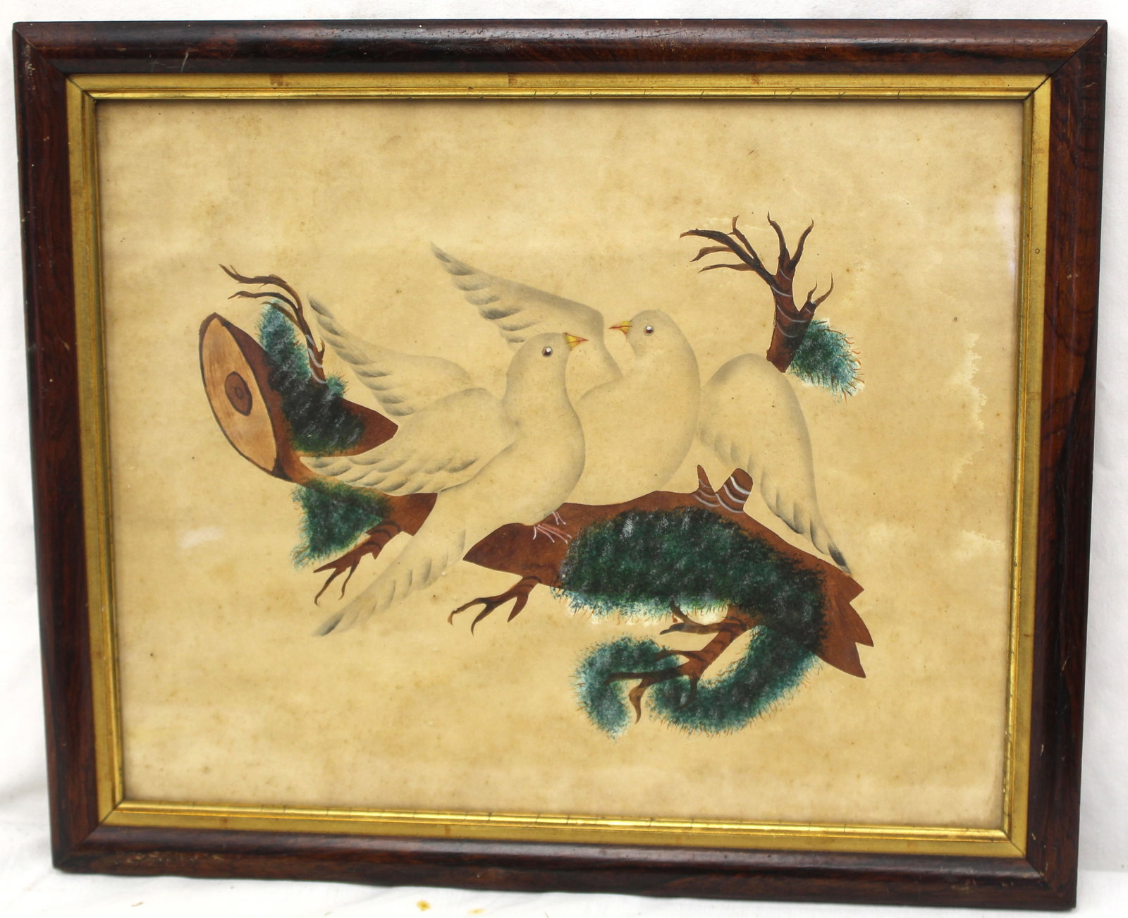 Antique w/c of doves - overall framed size 13"x16" (1 of 6)