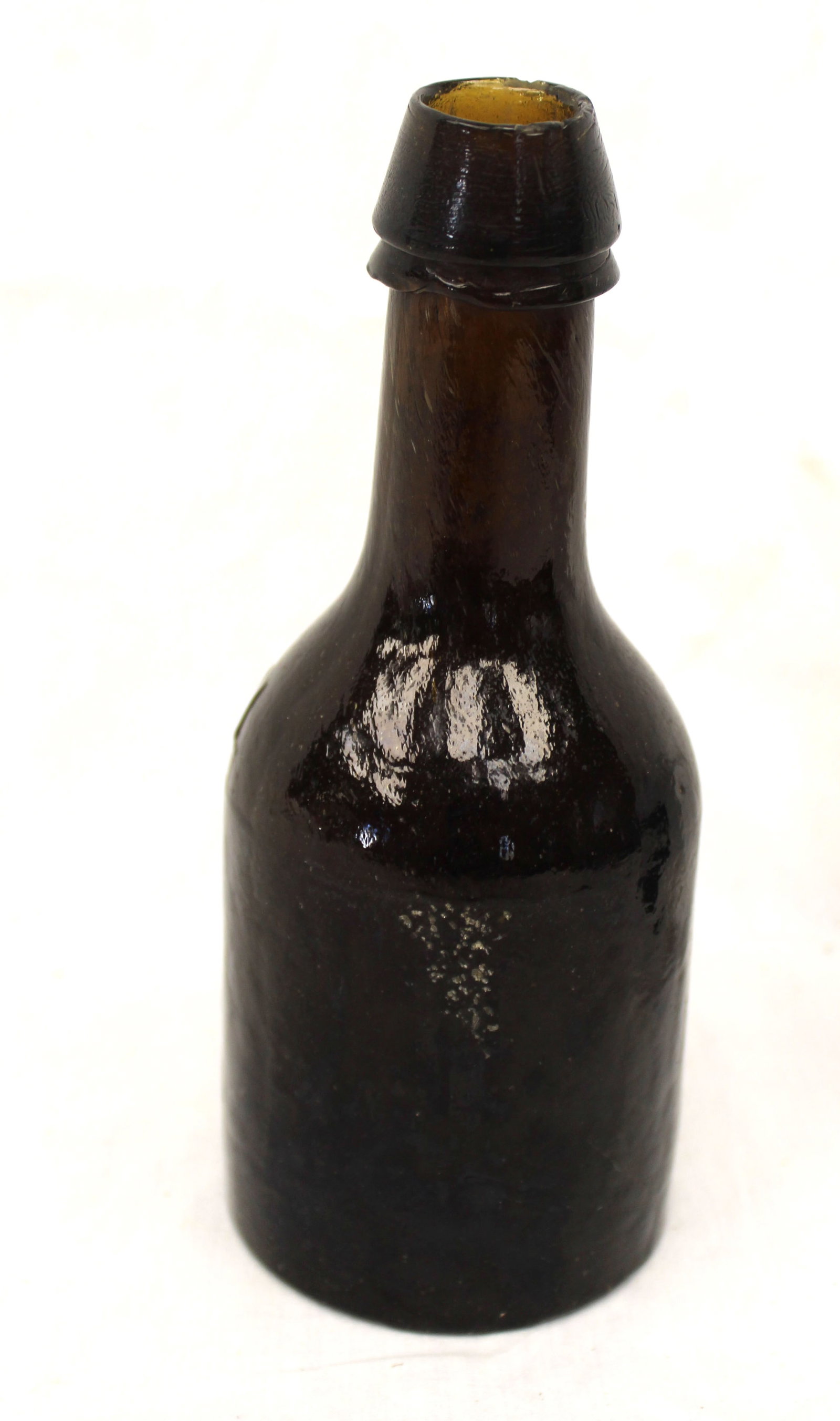 Early deep amber glass small bottle - "Geo. Burrill" - 7" tall (1 of 6)