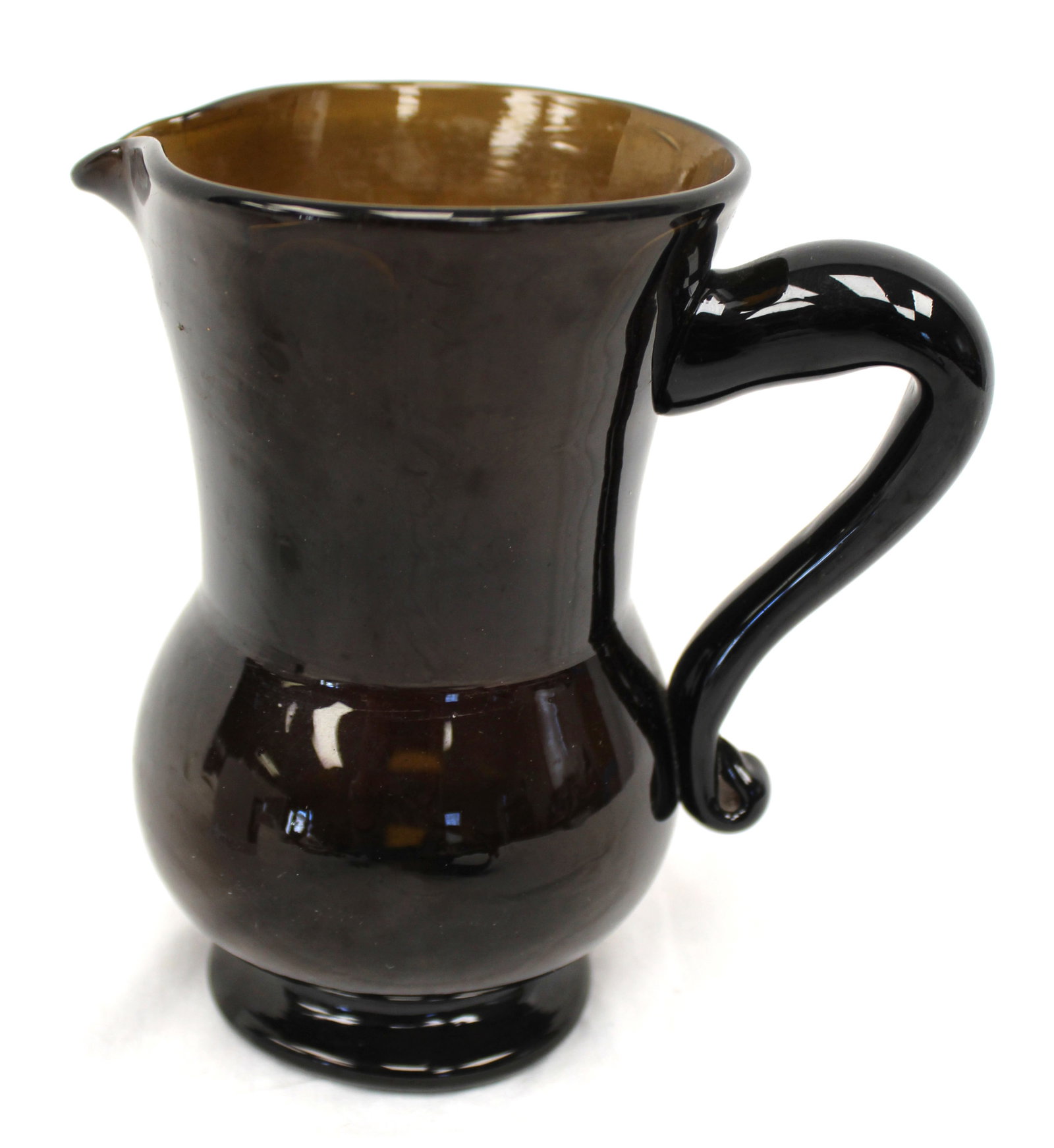 Early amber glass pitcher - 5 3/4" tall (1 of 8)