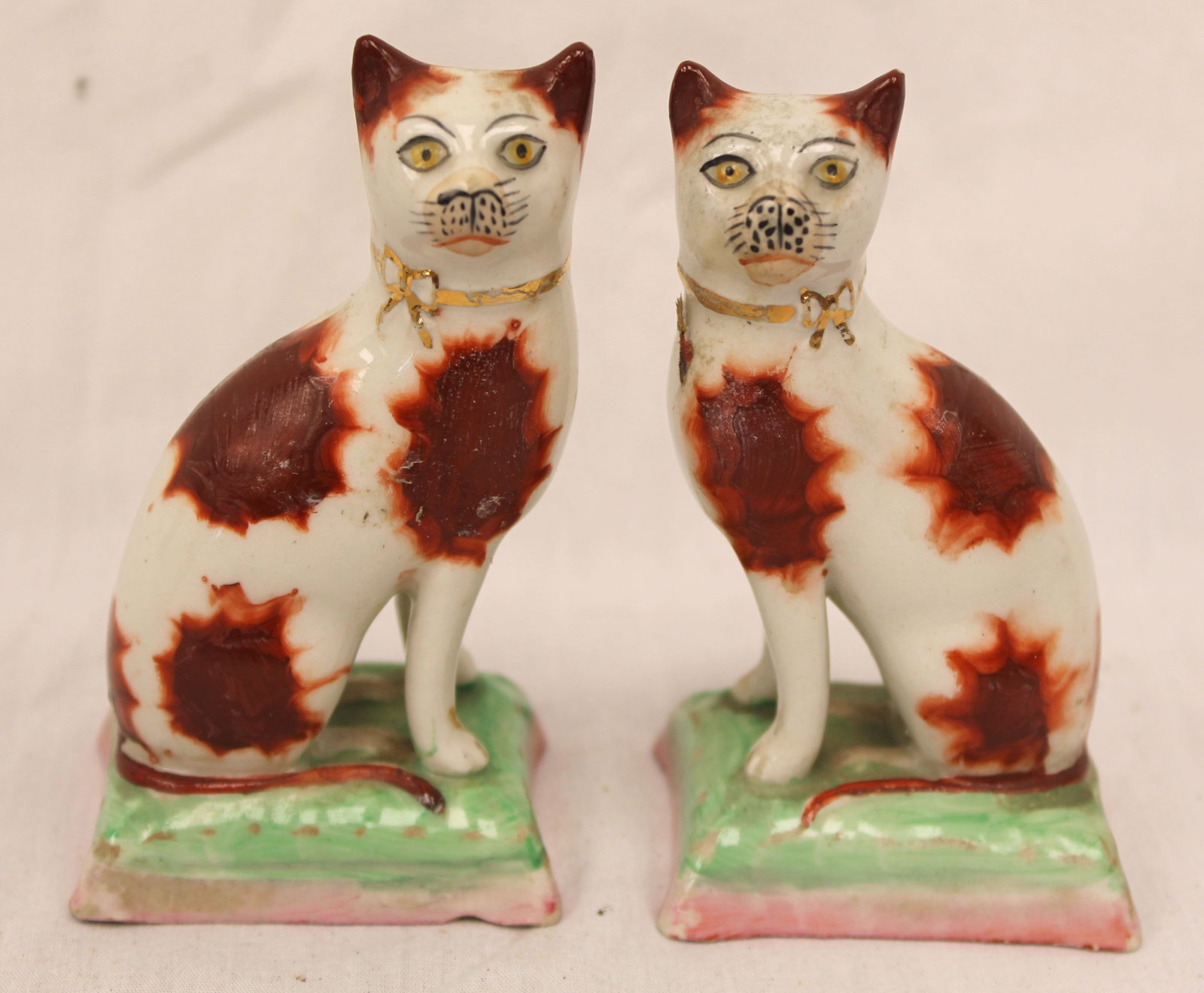 Pair of antique Staffordshire miniature cats - 4" tall (1 of 6)