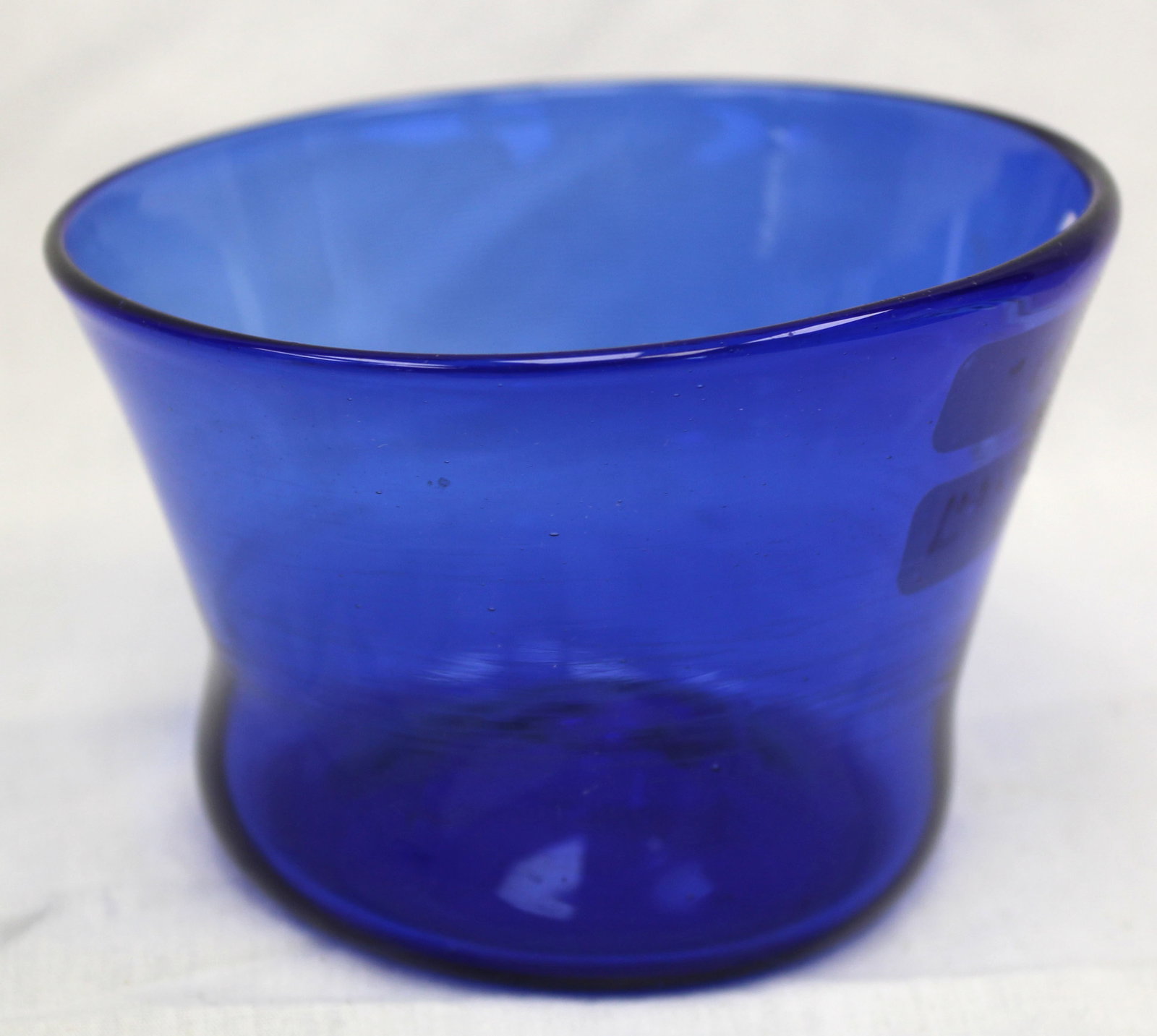 Early cobalt glass bowl - 3" tall x 4 1/4" diam (1 of 5)