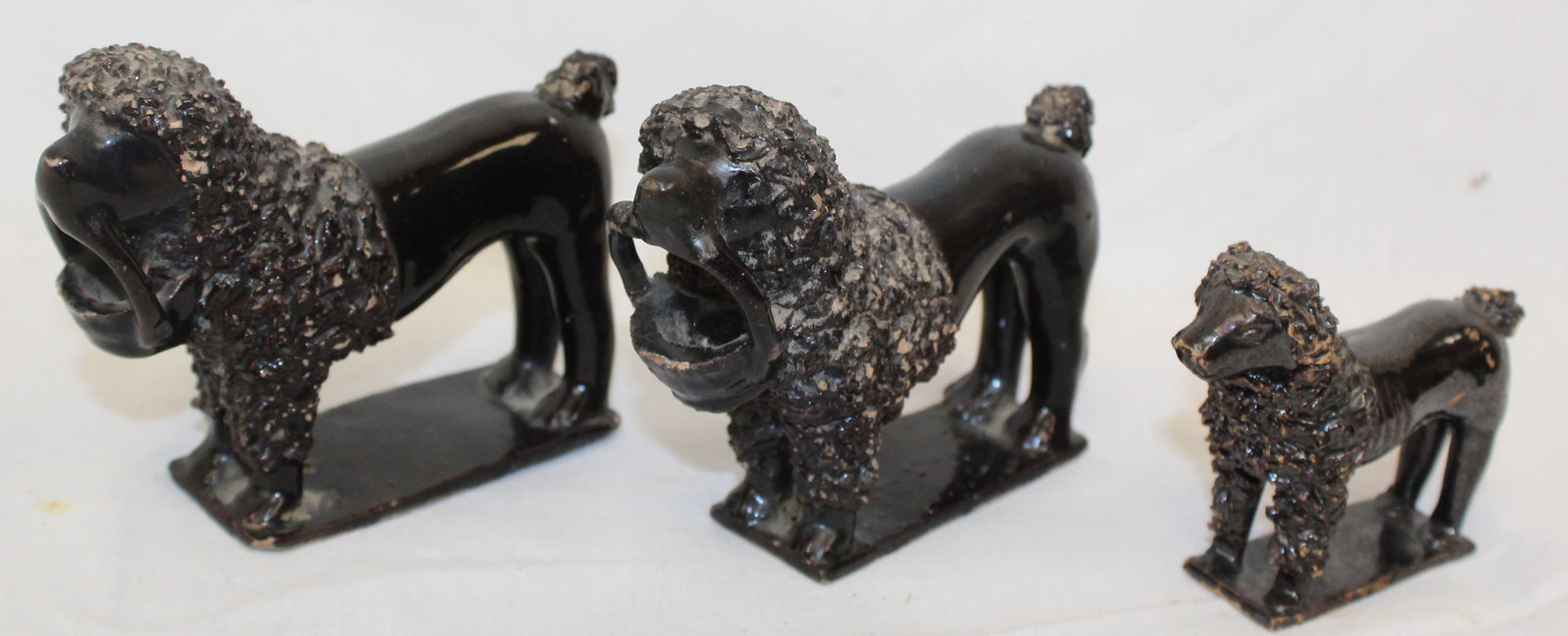 Lot of 3 antique Bennington dogs - 2 1/2" - 3 1/2" tall (1 of 9)