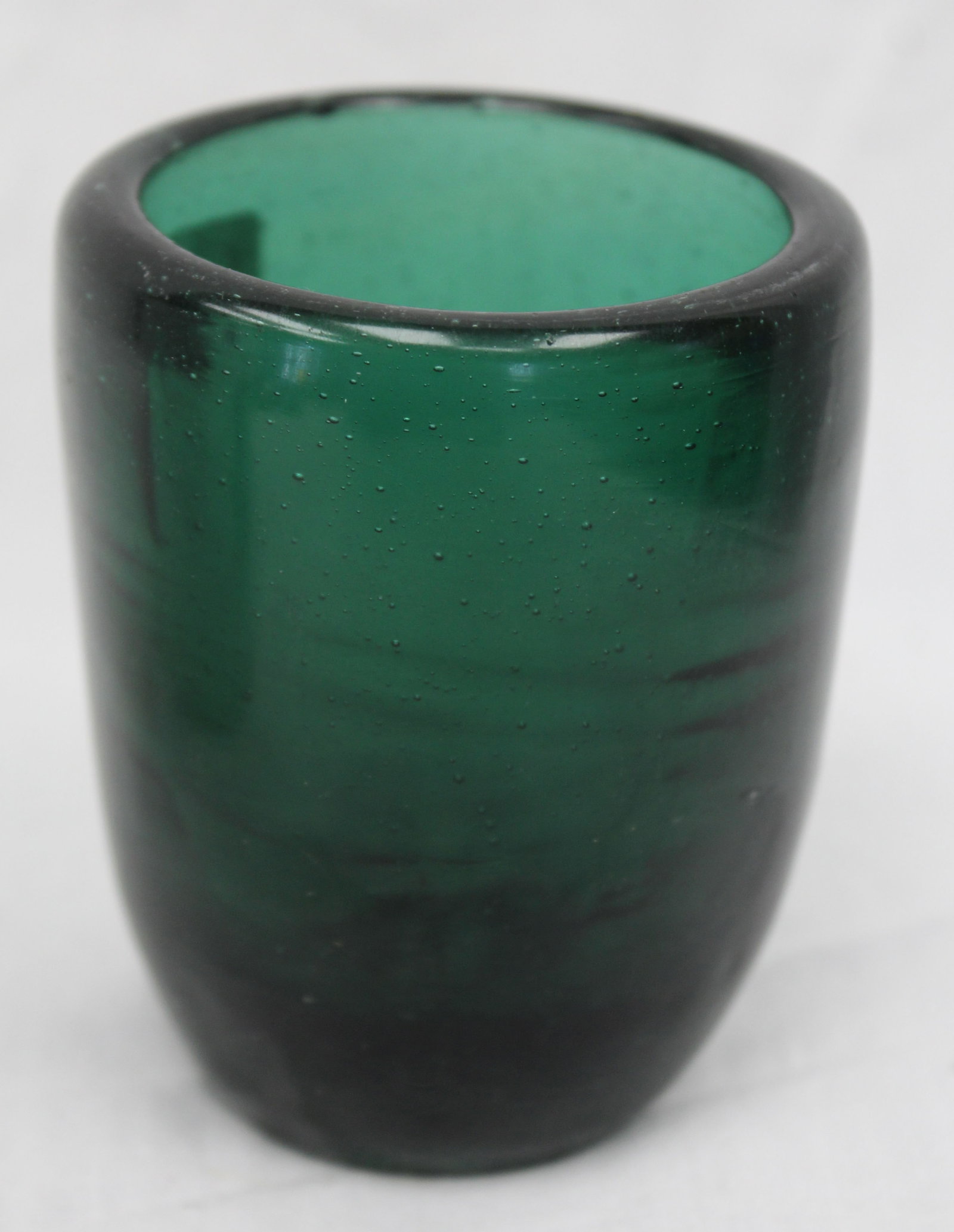 Early green glass tumbler - 3 1/2" tall: Early green glass tumbler - 3 1/2" tall