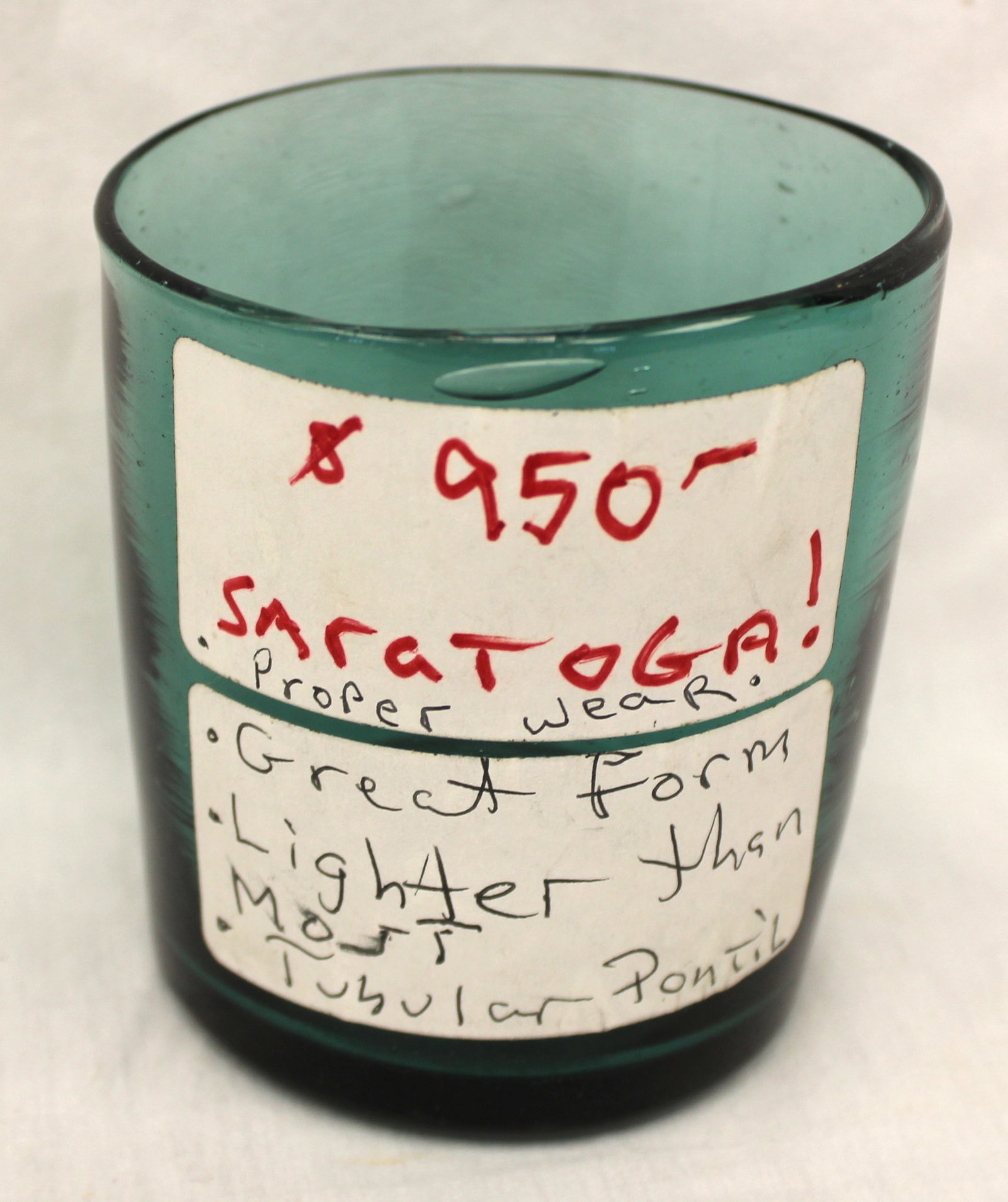 Early green glass tumbler - 4" tall (1 of 4)