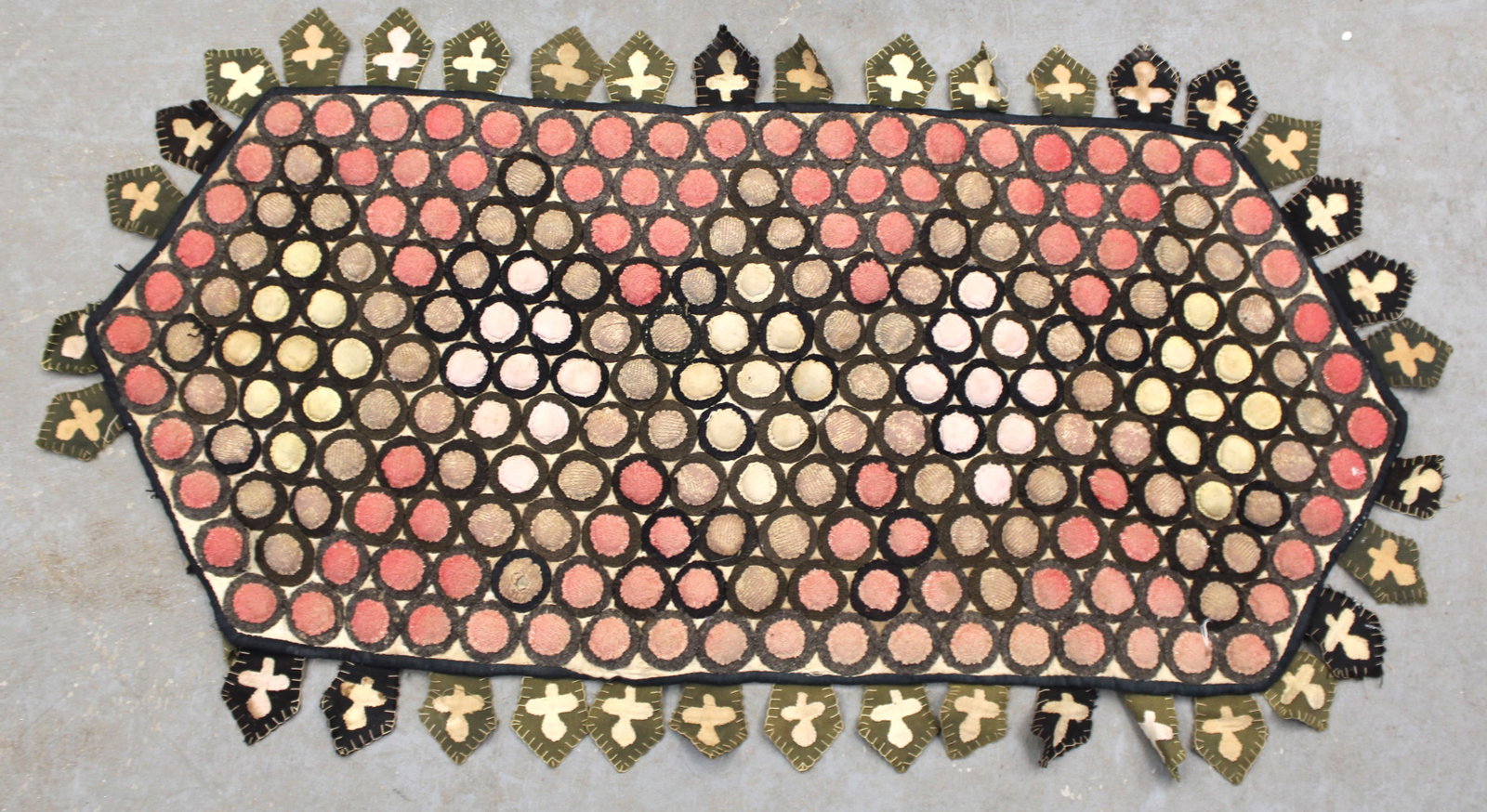 Antique penny rug - as found - 18"x42" (1 of 5)