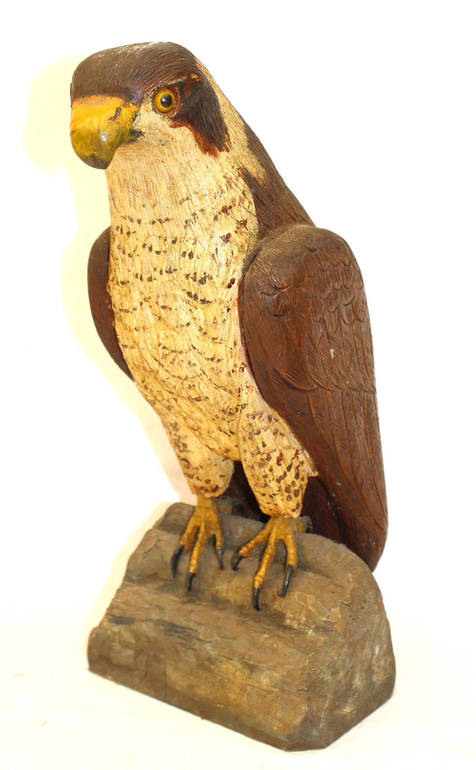 Folk Art carved wood & painted falcon - 16" tall (1 of 6)