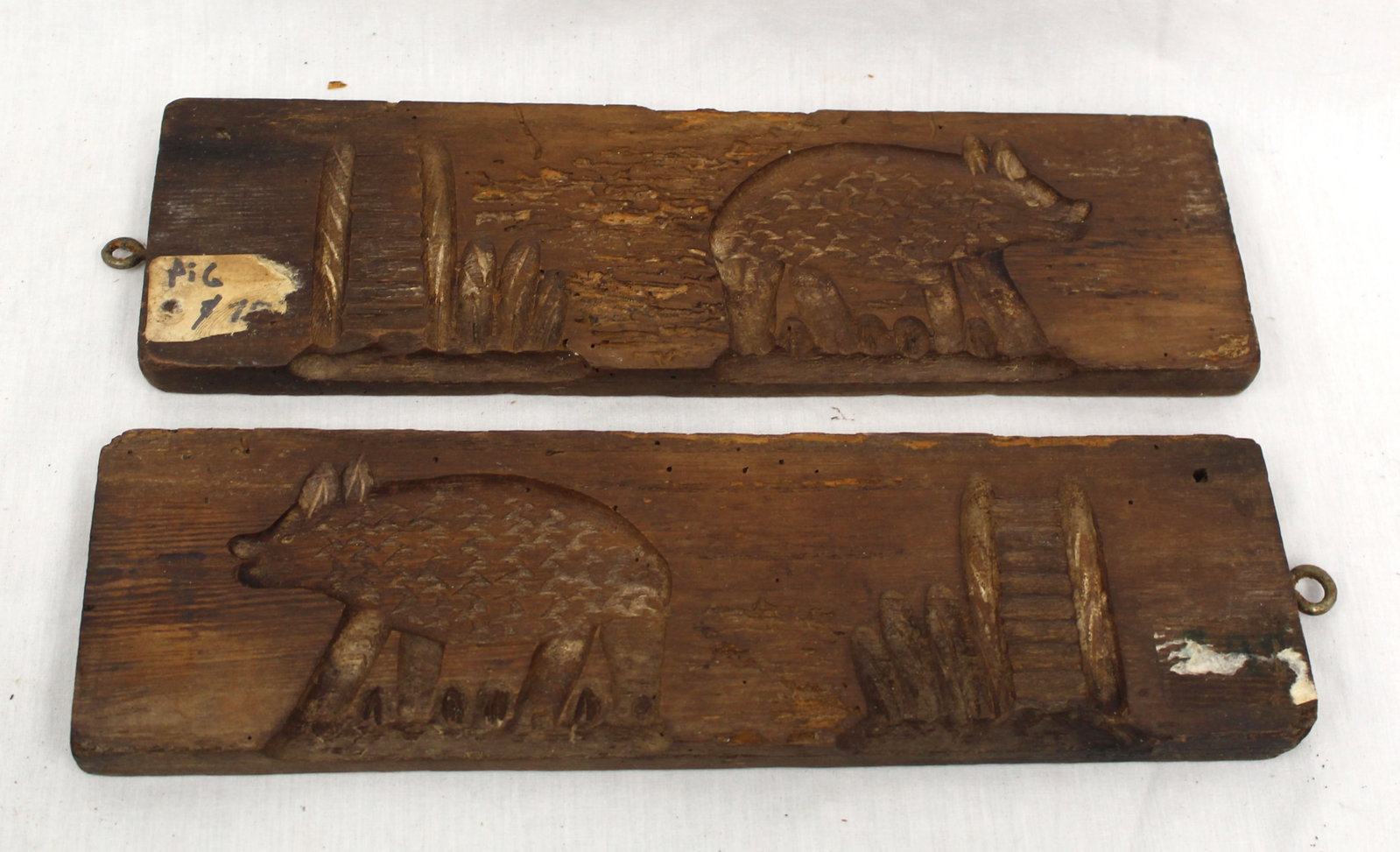 Antique carved wooden cookie boards w animal motif - 11 3/4"x3 1/4" (1 of 7)