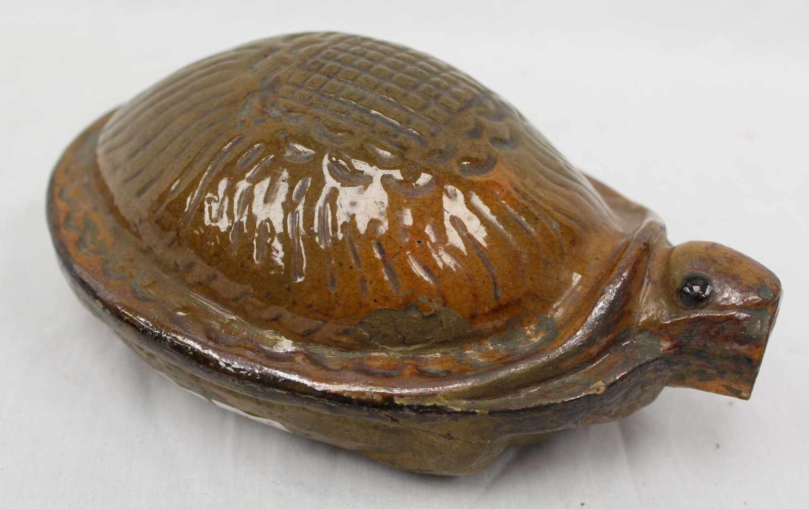 Antique redware turtle form rum flask - 8" x 6" (1 of 9)