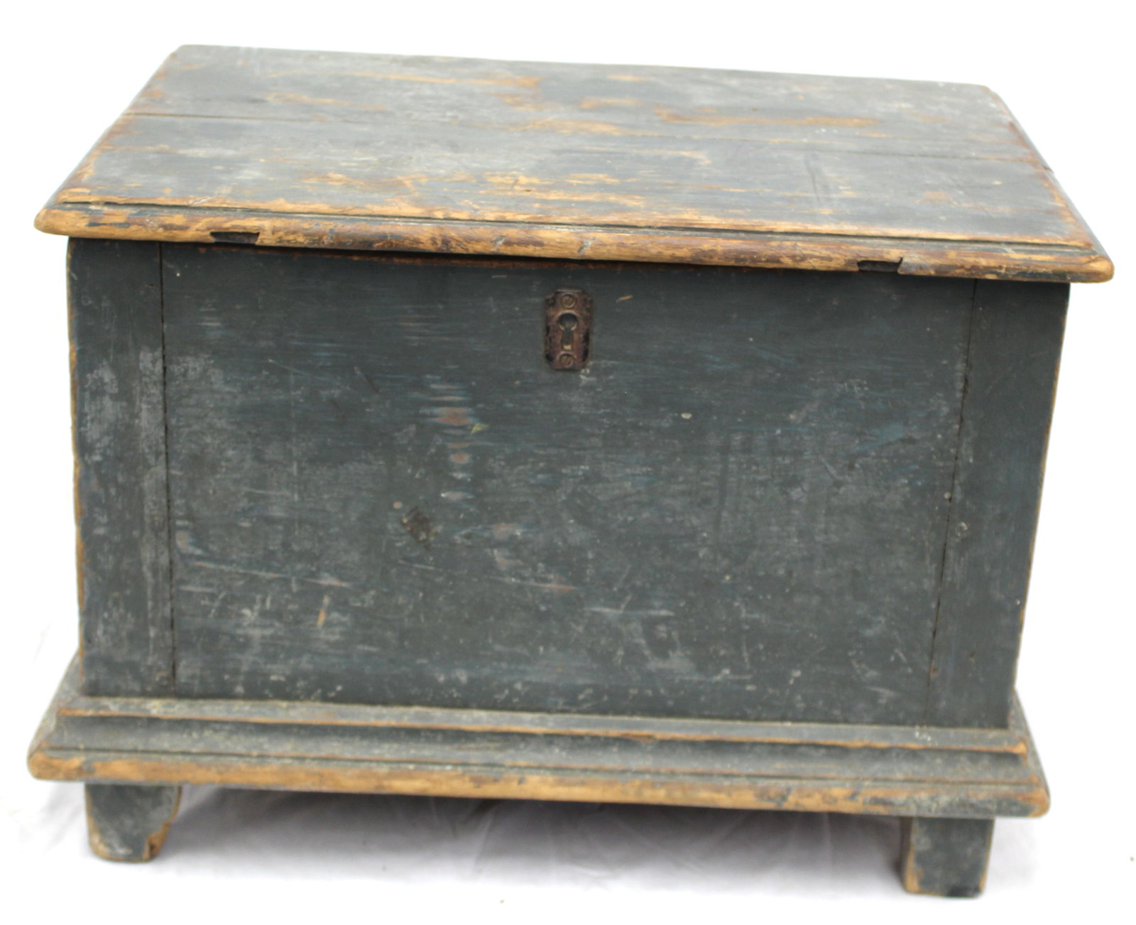 Antique wooden painted box in blue paint - 15 1/2" tall x 20 1/2"x15" (1 of 9)