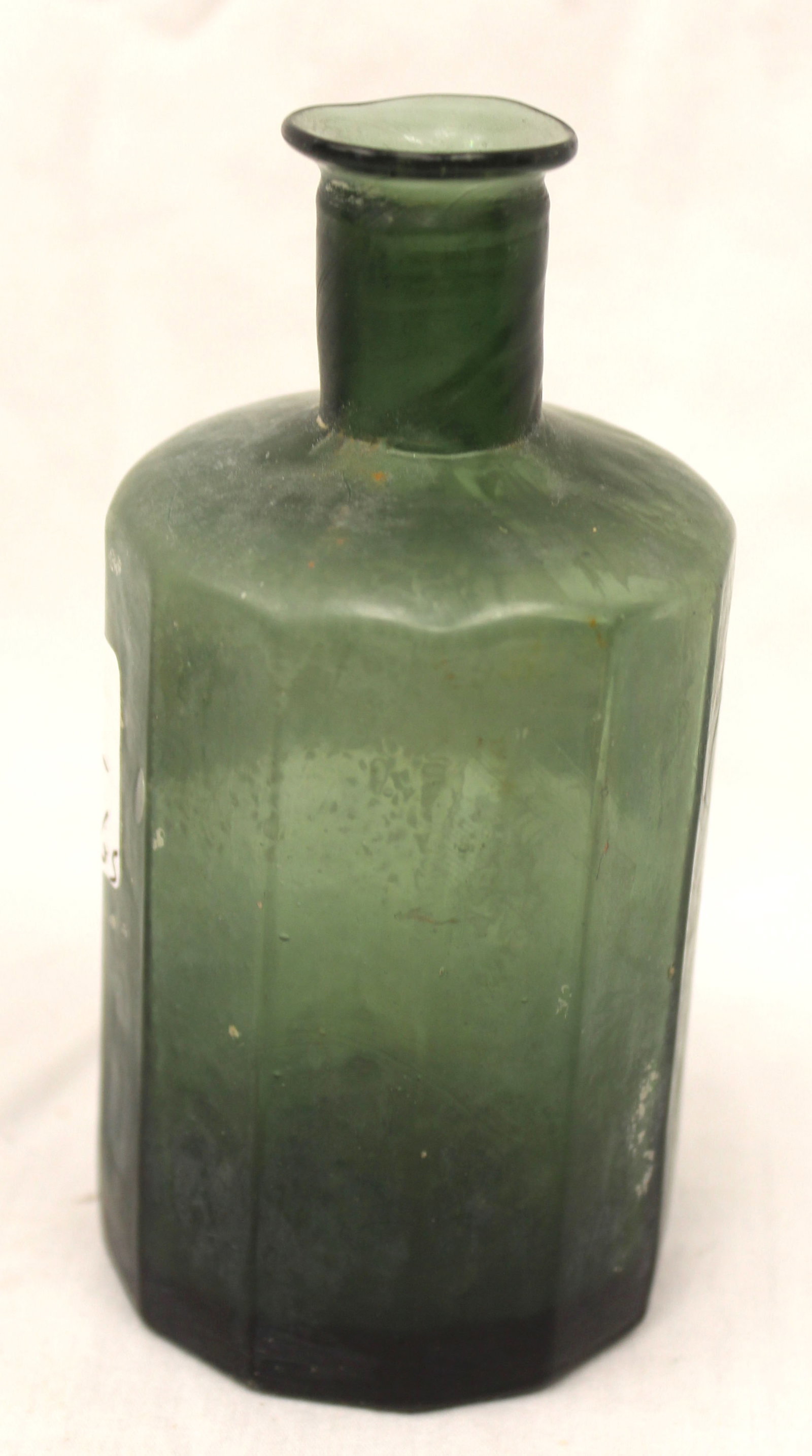 Early green glass bottle - 4 3/4" tall (1 of 5)