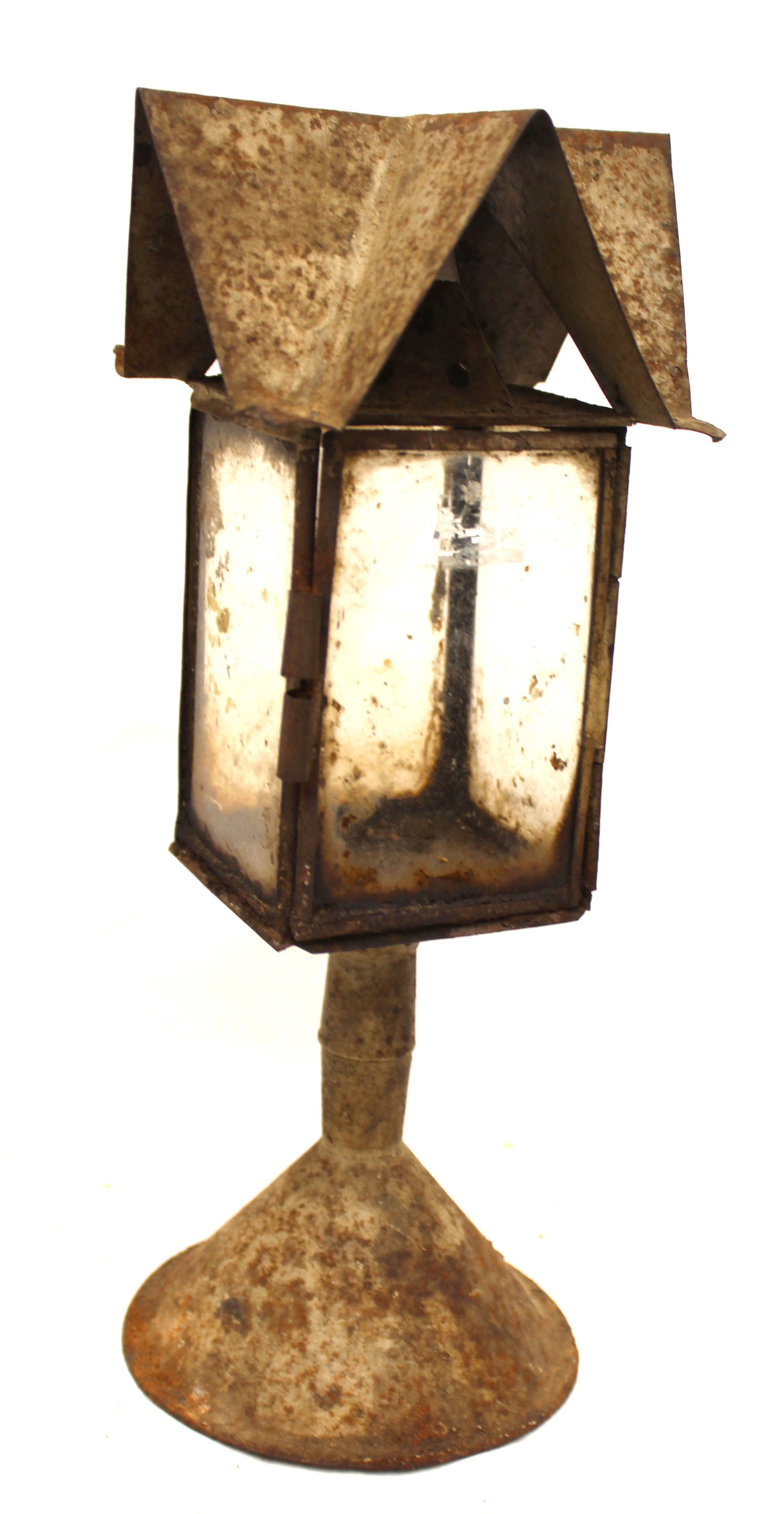 Antique glass & tin lantern - 11" tall (1 of 6)