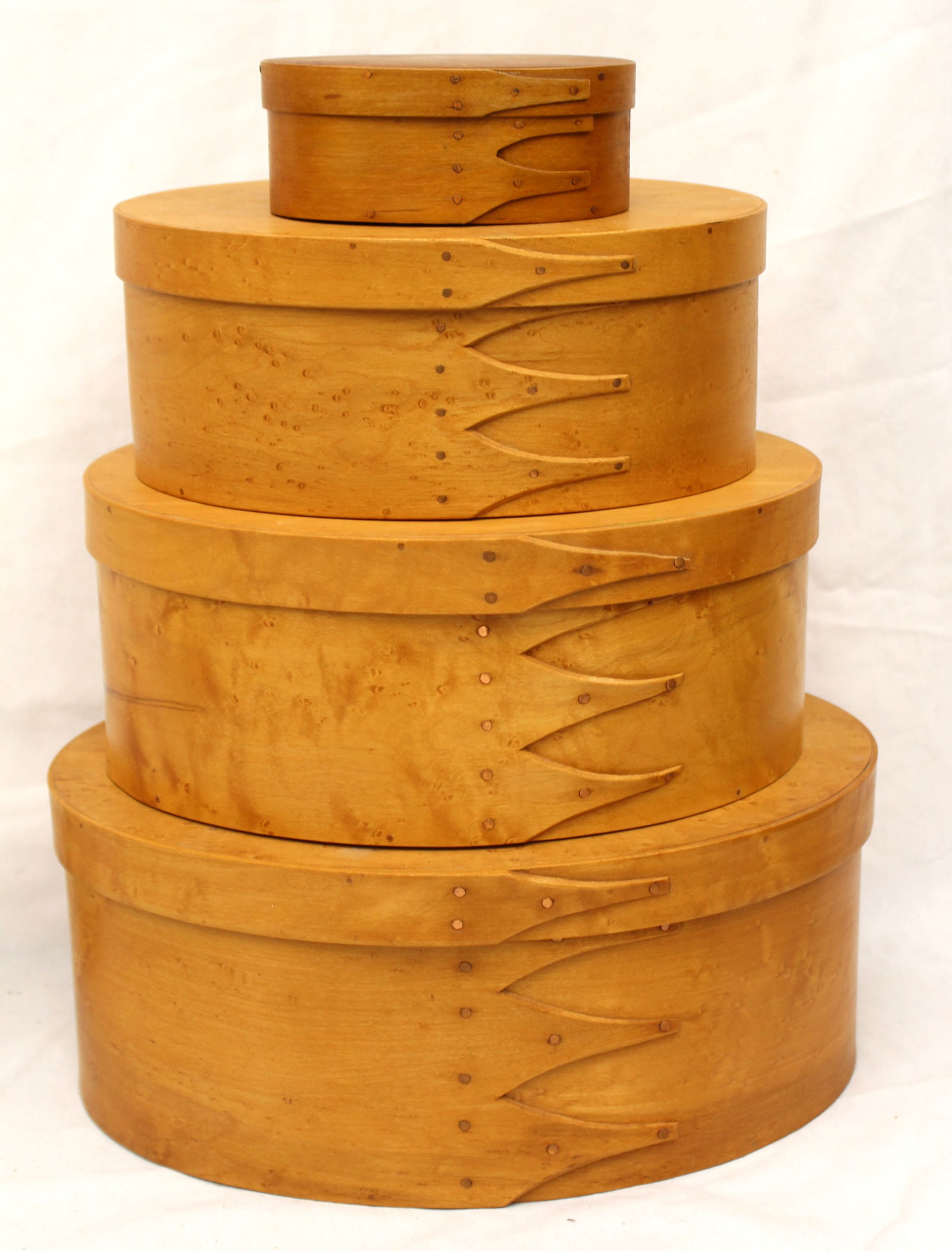 Stack of 4 Shaker style finger lapped pantry boxes - 3 from Orleans Carpenters - Orleans, MA - 2" (1 of 7)
