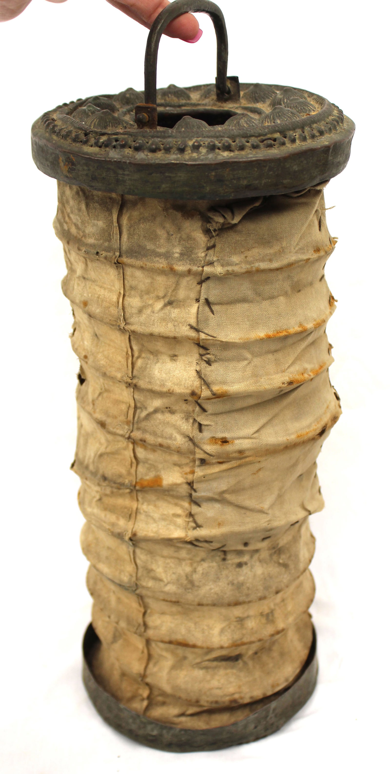 Antique expandable paper lantern - 17" tall expanded x 7" diam (1 of 3)