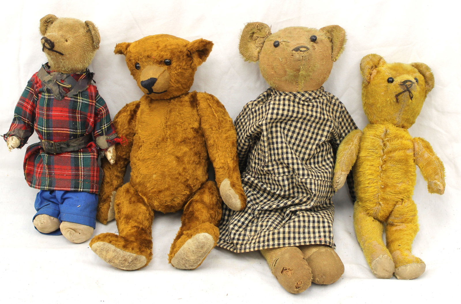 Lot of 4 antique teddy bears - 12" - 17" tall (1 of 6)