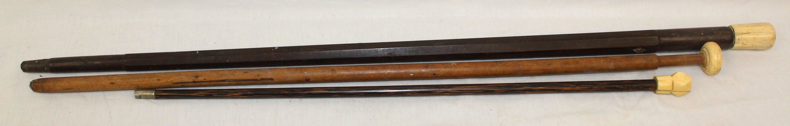 Lot of 3 antique canes w bone handles - 25" - 36" long (1 of 6)