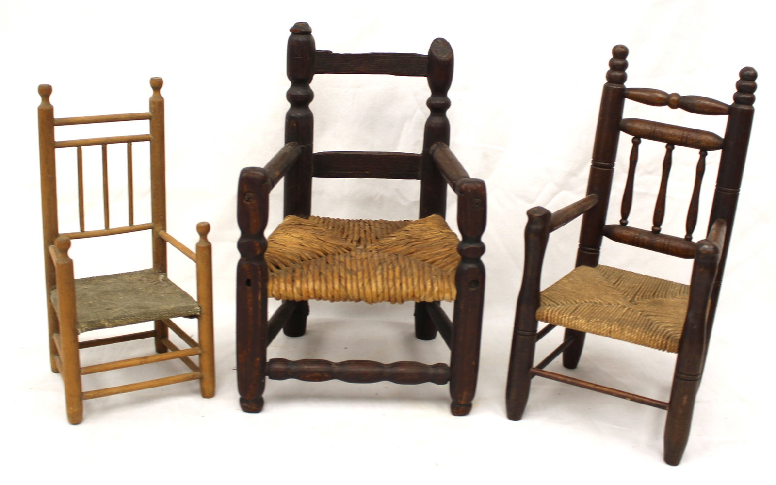 Lot of 3 antique miniature armchairs - 8 1/2"-10" tall (1 of 5)