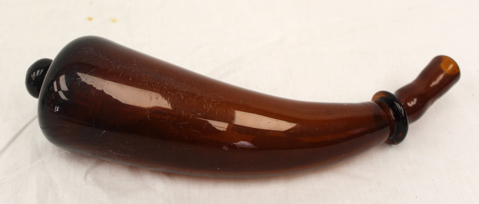 Early amber glass powder flask - 13" (1 of 8)