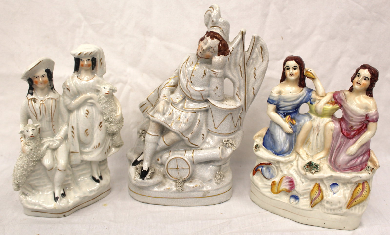 Lot of 3 antique Staffordshire figurines - 7 1/4"-9 1/2" tall (1 of 10)