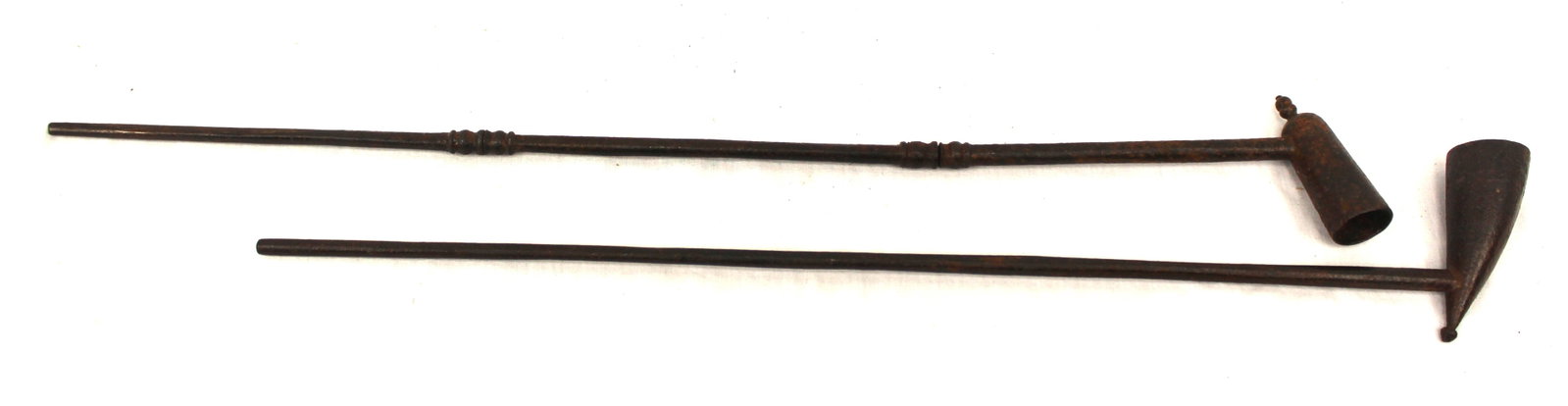 Lot of 2 antique long handled iron pipes - 16 1/2" & 17 1/2" (1 of 6)